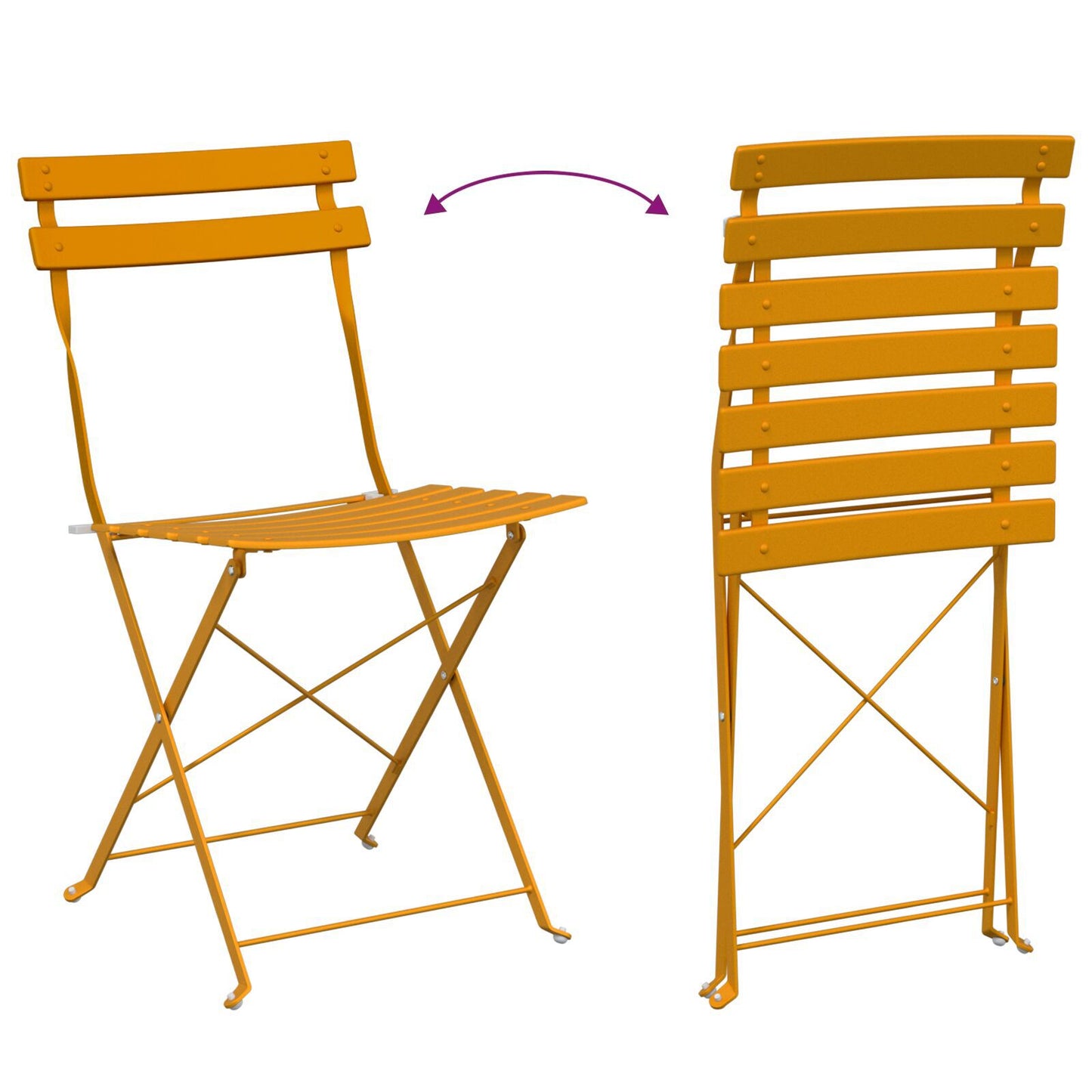 Outdoor Chairs Mustard Metal Compact Foldable Outdoor Chair
