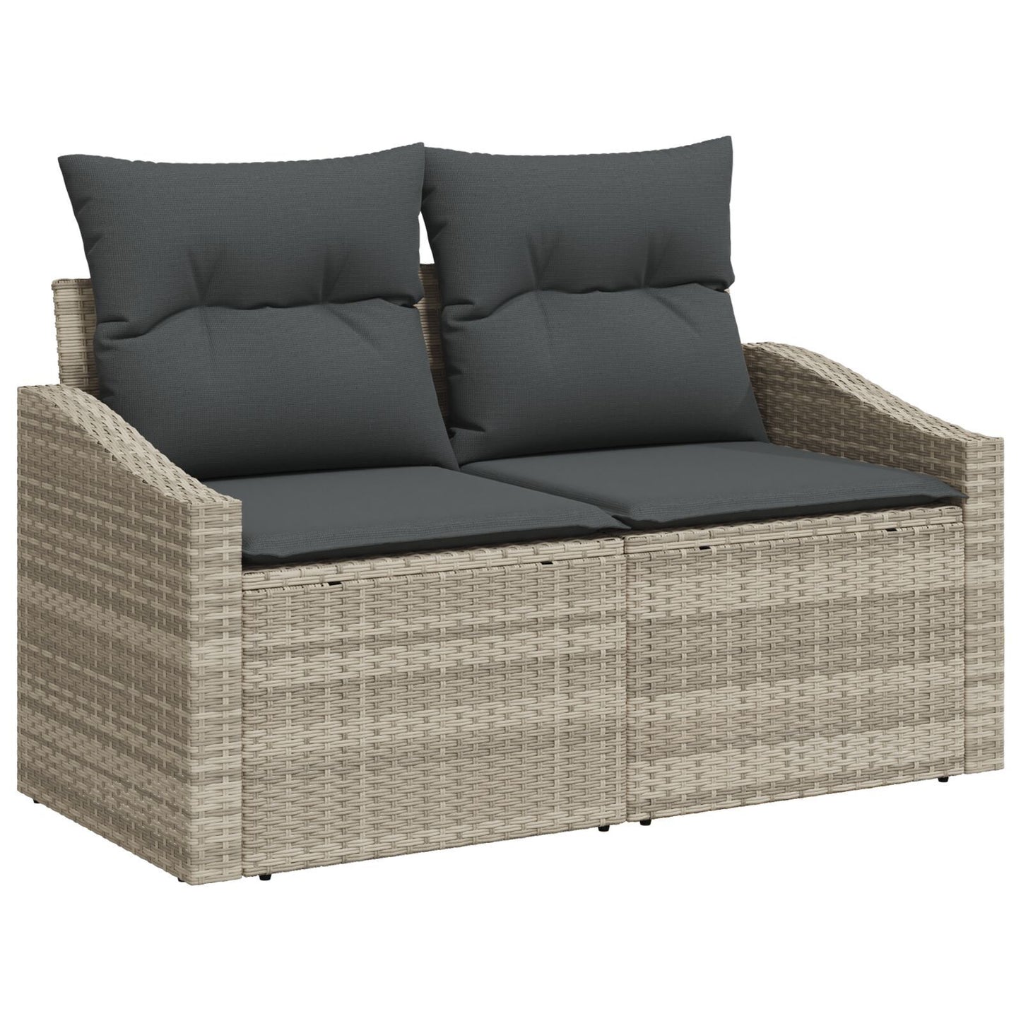 10 Piece Garden Dining Set with Cushions Light Grey Poly Rattan
