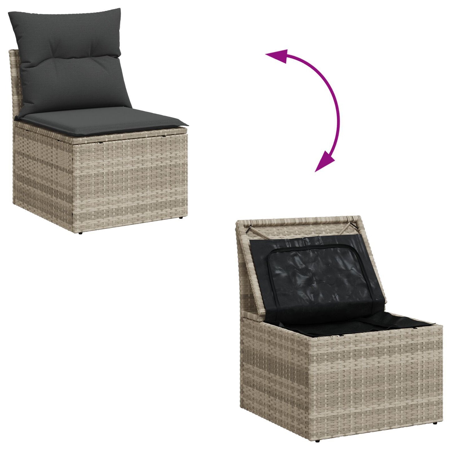 10 Piece Garden Dining Set with Cushions Grey Poly Rattan