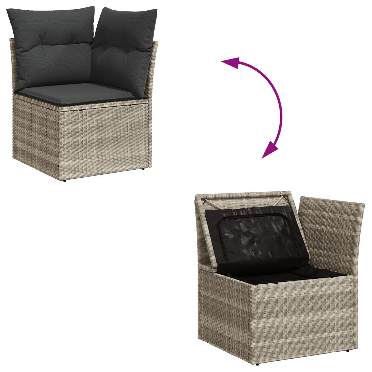 10 Piece Garden Dining Set with Cushions Light Grey Poly Rattan