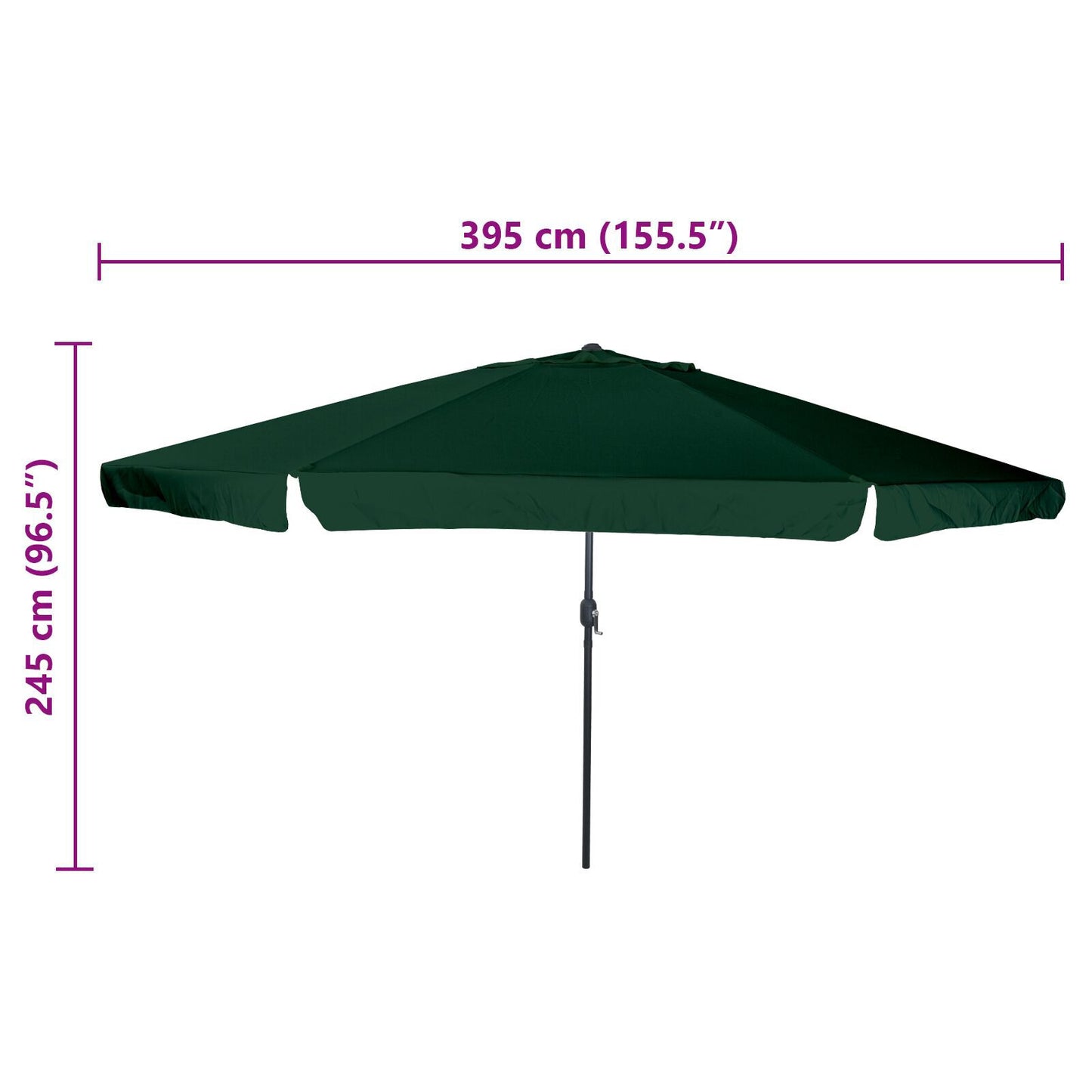 Garden Parasol ø395x245 cm Green