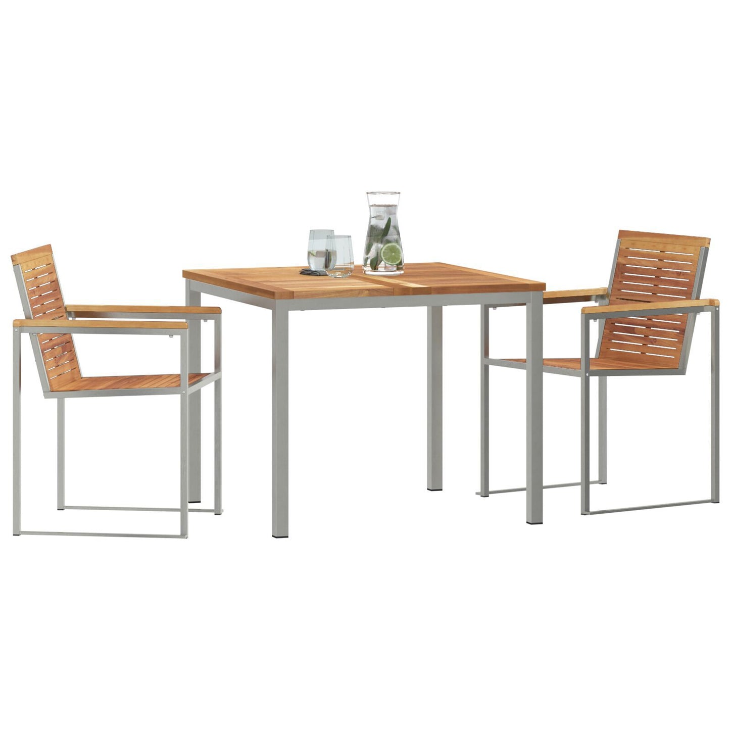 3 Piece Garden Dining Set Solid Wood Teak, vidaXL Outdoor Dining Table 90x90x74.5 cm Solid Wood Teak