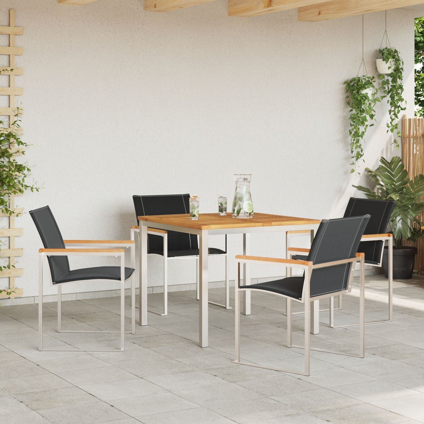 5 Piece Garden Dining Set Solid Wood Acacia, vidaXL Outdoor Dining Table 90x90x74.5 cm Solid Wood Acacia