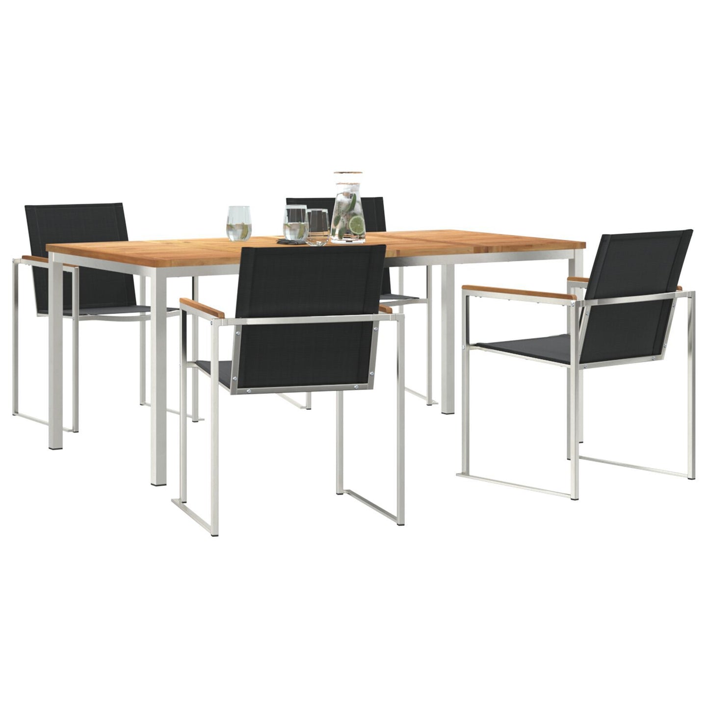 5 Piece Garden Dining Set Solid Wood Teak, vidaXL Outdoor Dining Table 180x90x75 cm Solid Wood Teak