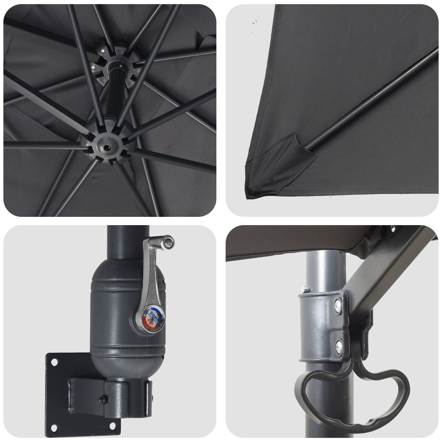Outdoor Umbrella Anthracite Polyester, Powder-Coated Steel Large