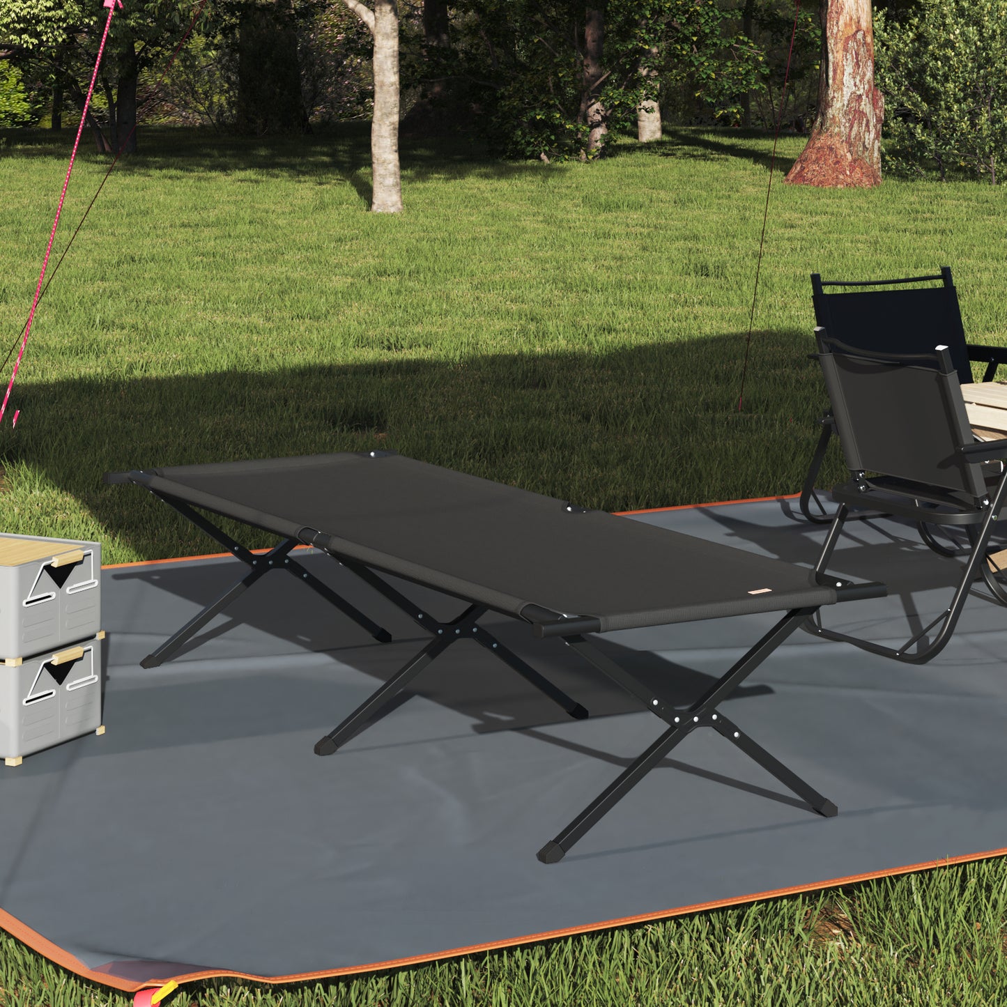 Folding Sun Bed with Carry Bag Black 600D Oxford Fabric