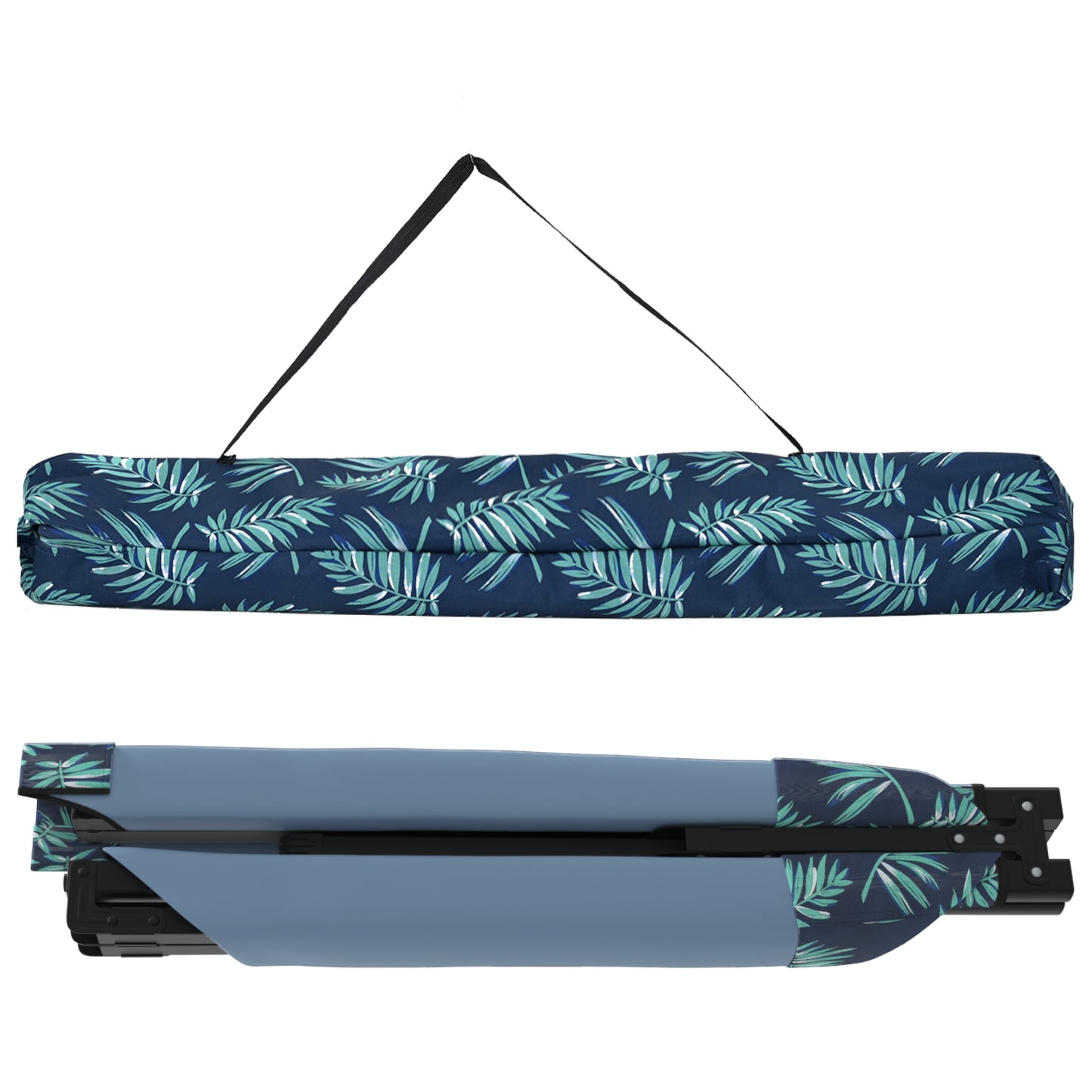 Folding Sun Bed with Carry Bag Leaf Pattern 600D Oxford Fabric