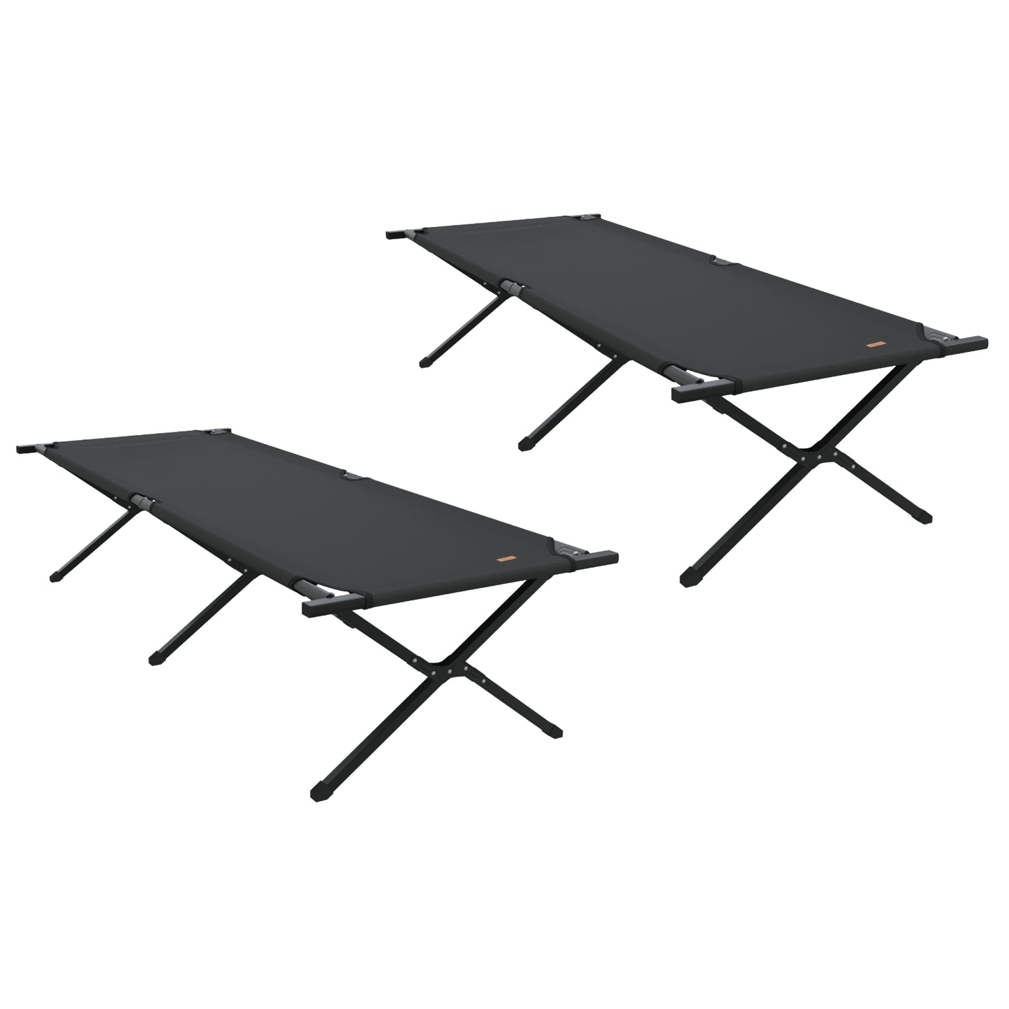 Folding Sun Beds 2 pcs with Carry Bag Black 600D Oxford Fabric