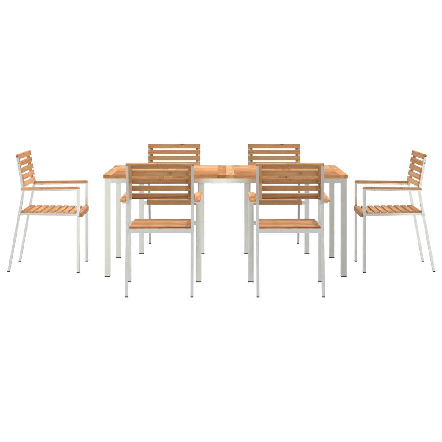 7 Piece Garden Dining Set Solid Wood Teak, vidaXL Outdoor Dining Table 180x90x75 cm Solid Wood Teak, vidaXL Stackable Garden Chairs 2 pcs Solid Wood Teak and Steel, vidaXL Stackable Garden Chairs 4 pcs Solid Wood Teak and Steel