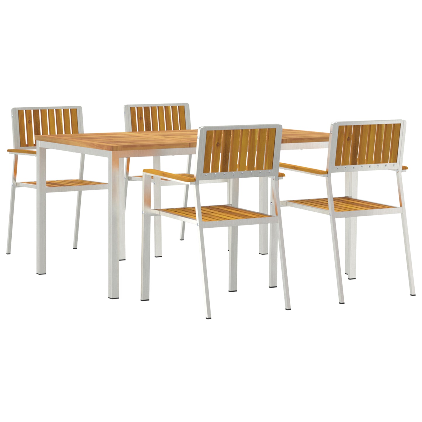 5 Piece Garden Dining Set Solid Wood Acacia, vidaXL Outdoor Dining Table 150x90x75 cm Solid Wood Acacia, vidaXL Stackable Garden Chairs 4 pcs Solid Wood Acacia and Metal
