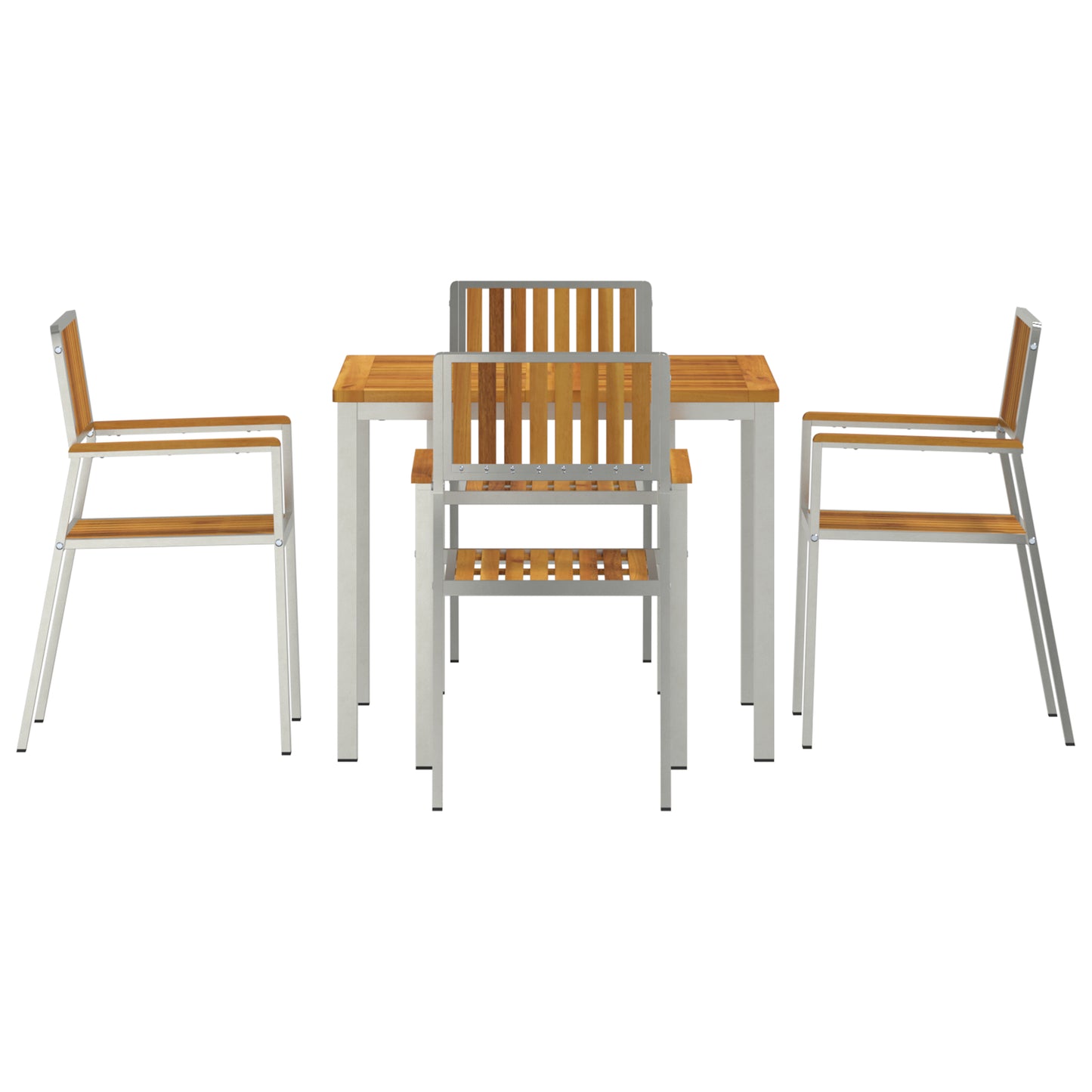 5 Piece Garden Dining Set Solid Wood Acacia, vidaXL Outdoor Dining Table 90x90x74.5 cm Solid Wood Acacia, vidaXL Stackable Garden Chairs 4 pcs Solid Wood Acacia and Metal