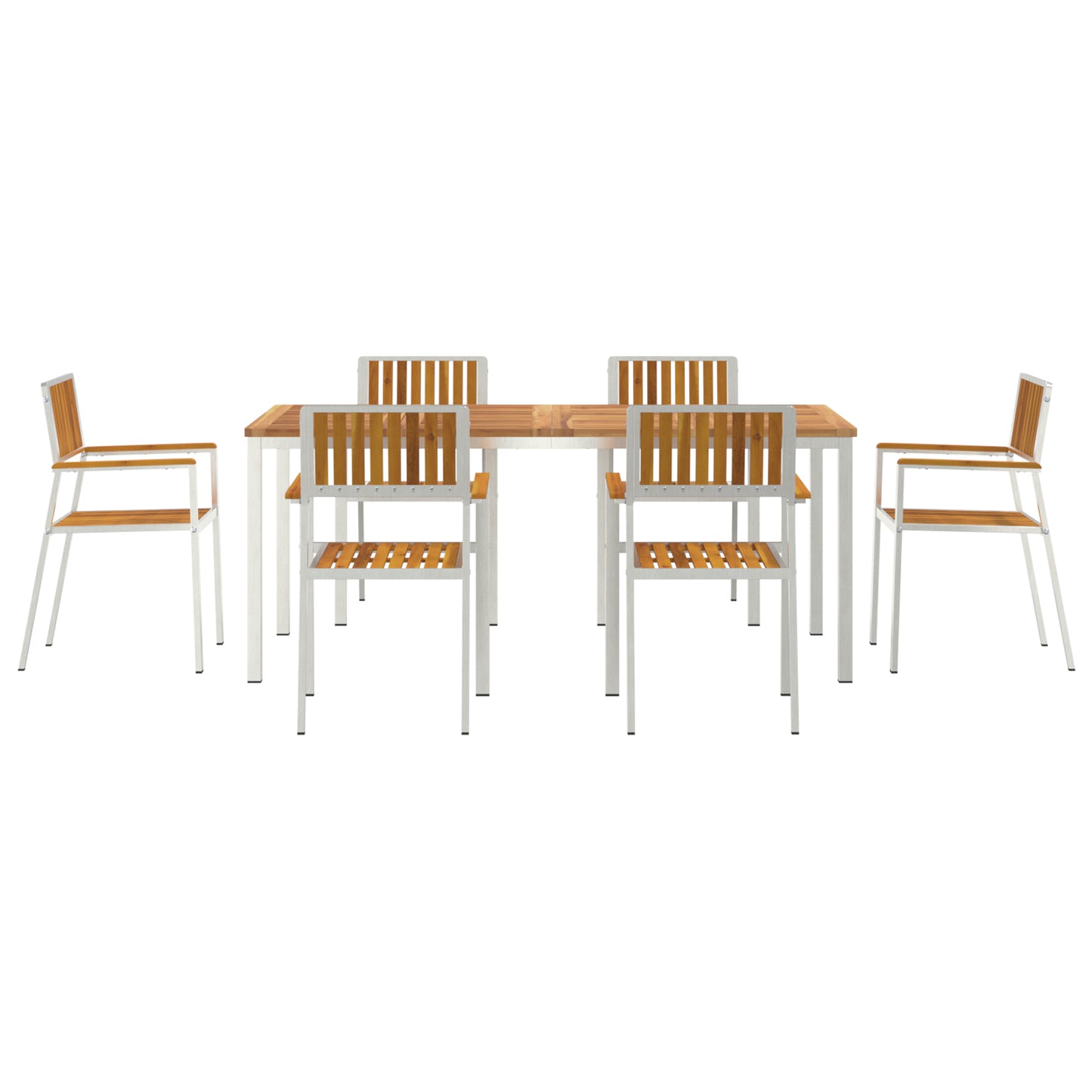 7 Piece Garden Dining Set Solid Wood Acacia, vidaXL Outdoor Dining Table 180x90x75 cm Solid Wood Acacia, vidaXL Stackable Garden Chairs 2 pcs Solid Wood Acacia and Metal, vidaXL Stackable Garden Chairs 4 pcs Solid Wood Acacia and Metal