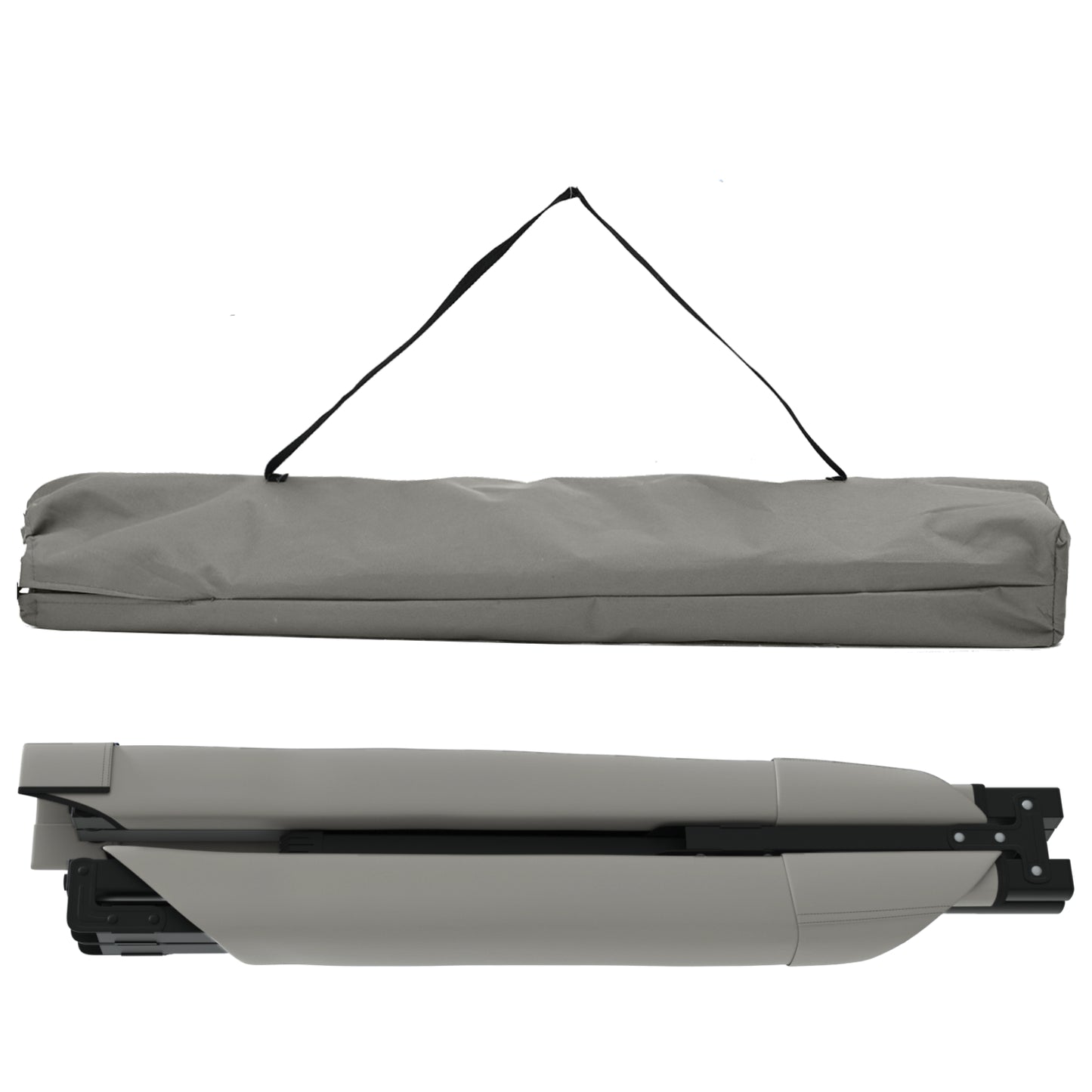 Folding Sun Beds 2 pcs with Carry Bag Grey 600D Oxford Fabric