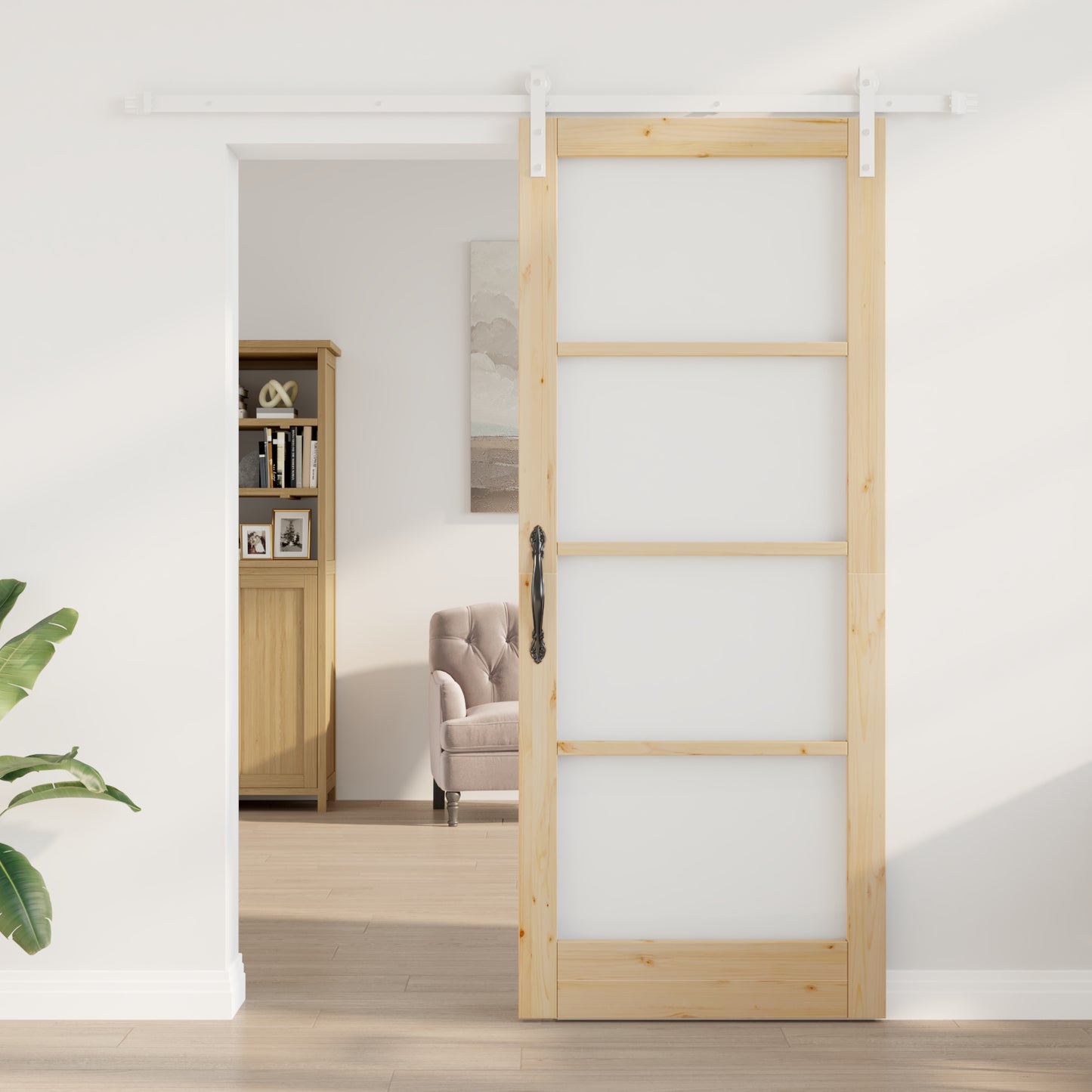 Sliding Door with Hardware Set 'ORKDAL'Solid Wood & Glass, vidaXL Interior Door with Glass 'ORKDAL'86x211x4 cm Solid Wood Pine