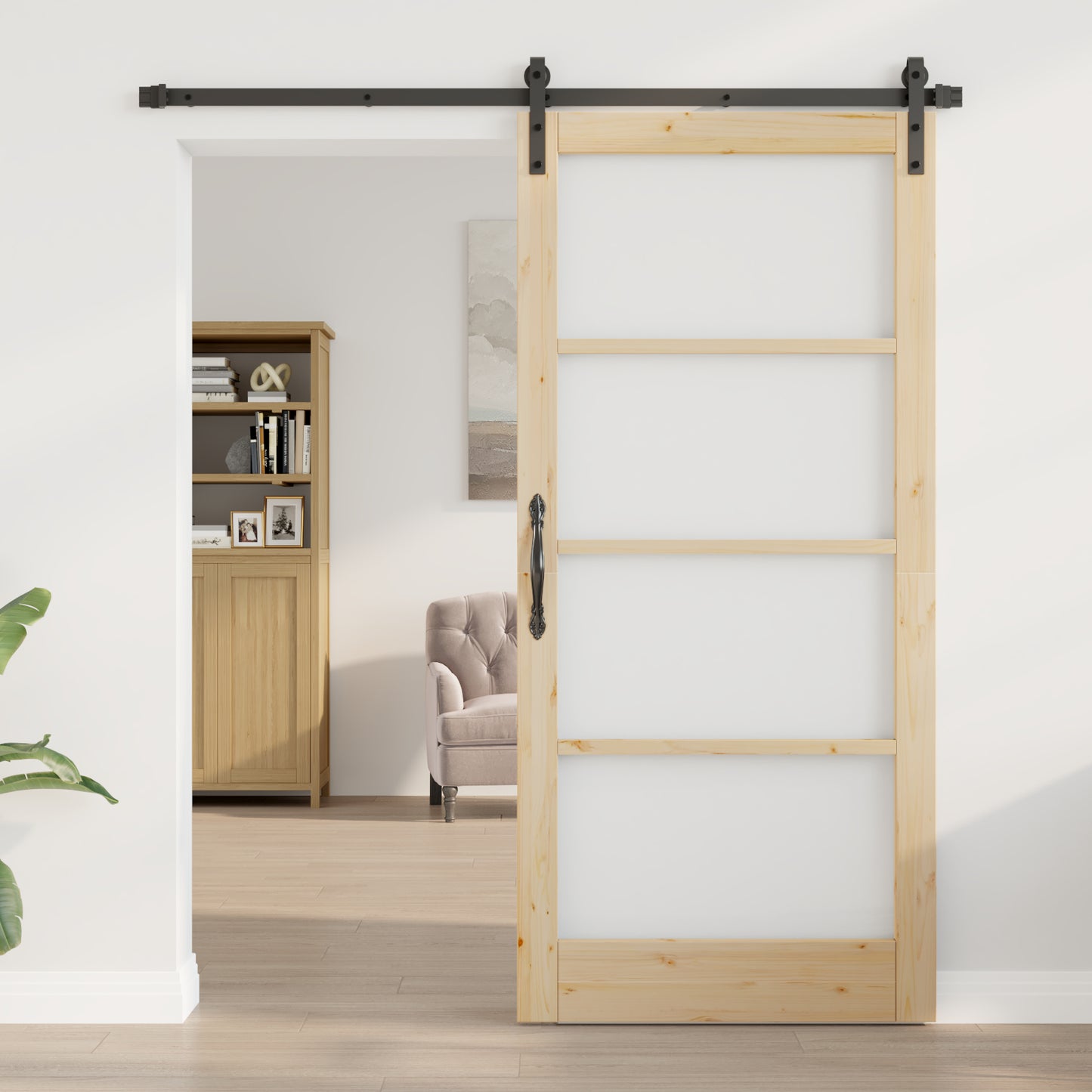Sliding Door with Hardware Set 'ORKDAL'Solid Wood & Glass, vidaXL Interior Door with Glass 'ORKDAL'93x202x4 cm Solid Wood Pine