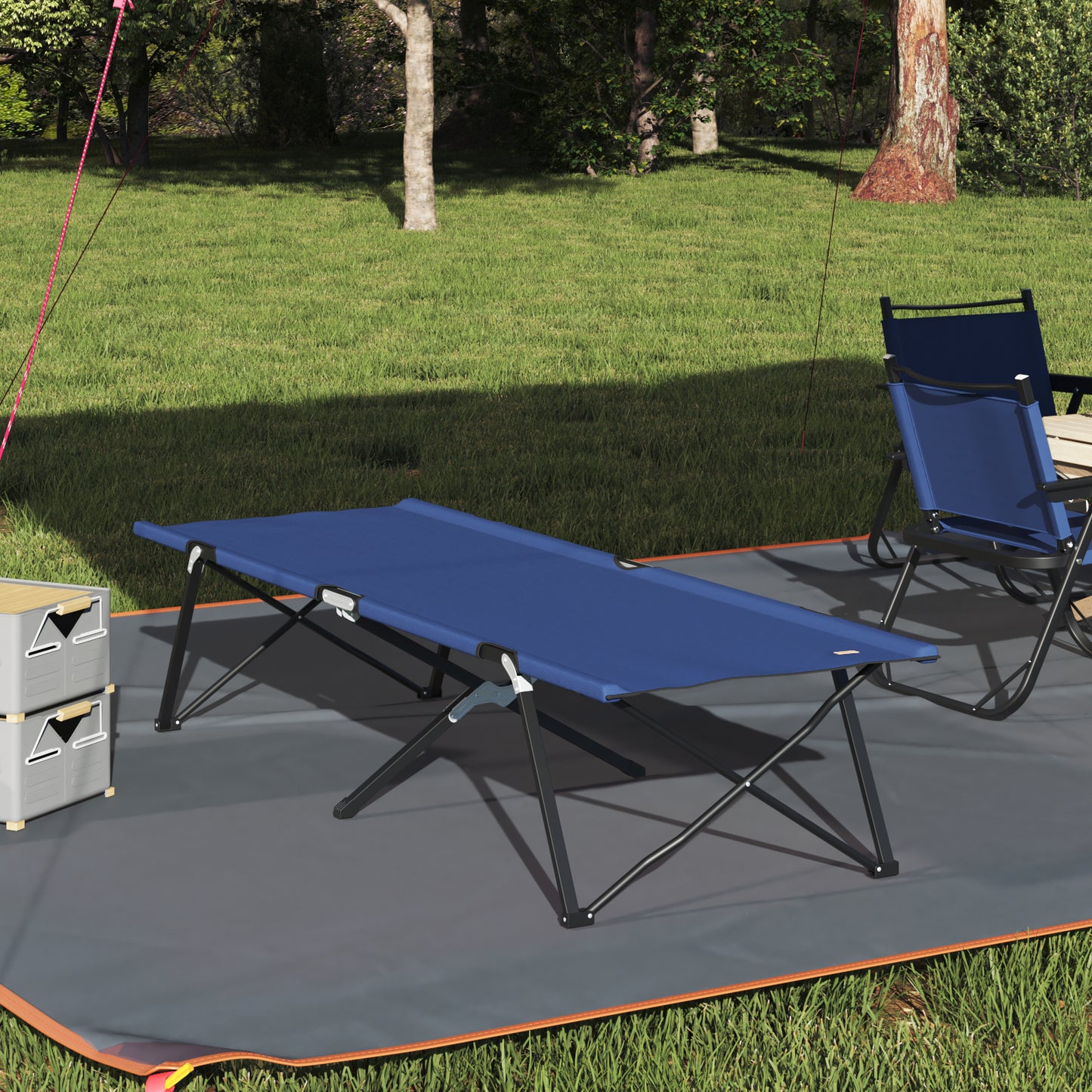 Folding Sun Beds with Carry Bags 2 pcs Blue 600D Oxford Fabric