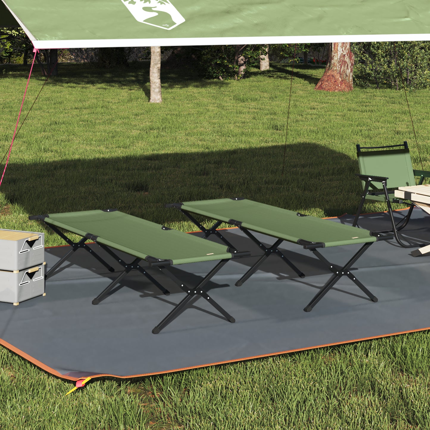 Folding Sun Beds 2 pcs with Carry Bag Amy Yellow 600D Oxford Fabric