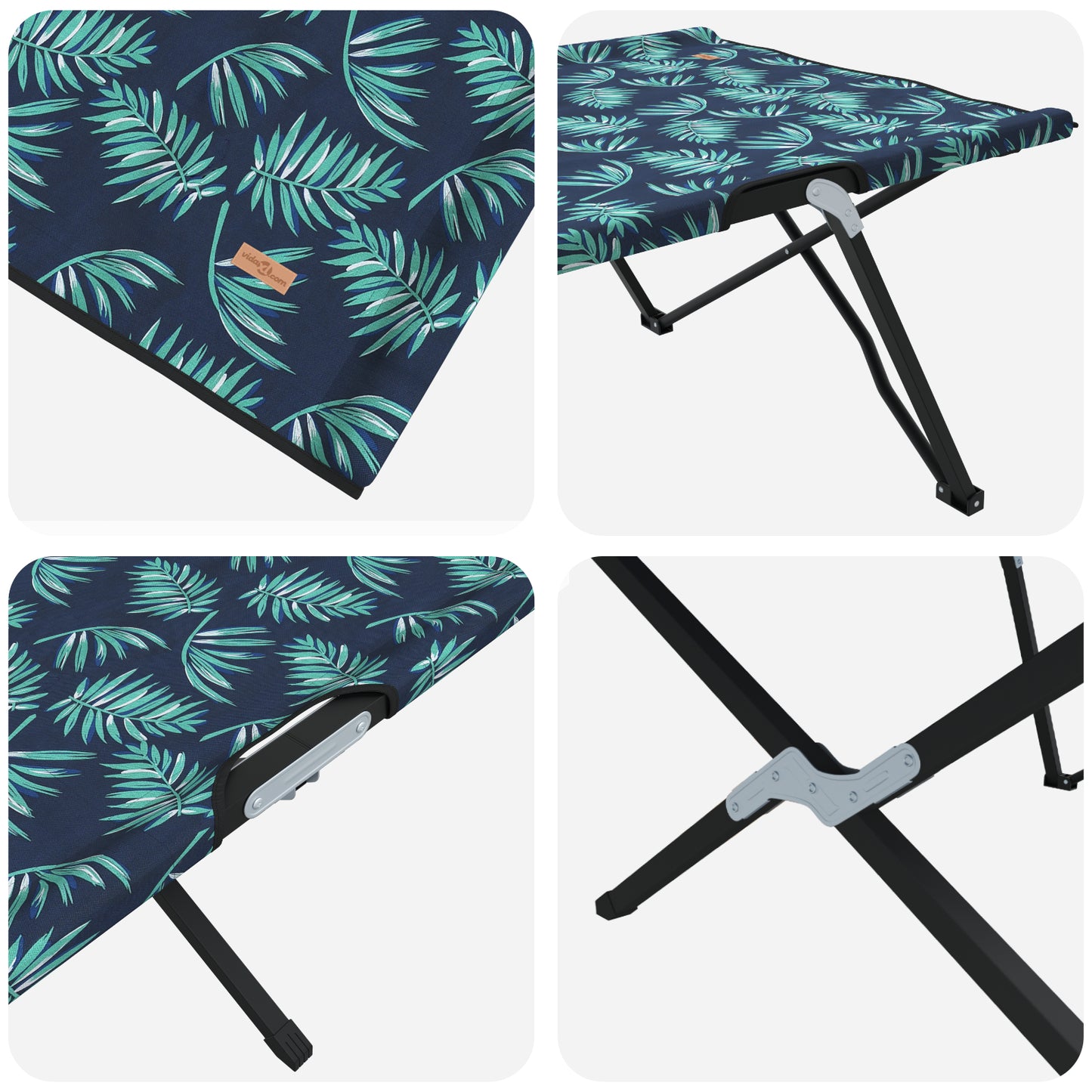 Folding Sun Bed with Carry Bag Leaf Pattern 600D Oxford Fabric