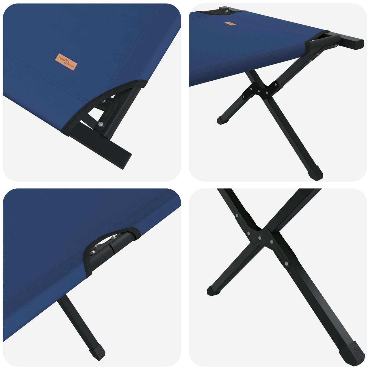 Folding Sun Beds 2 pcs with Carry Bag Blue 600D Oxford Fabric