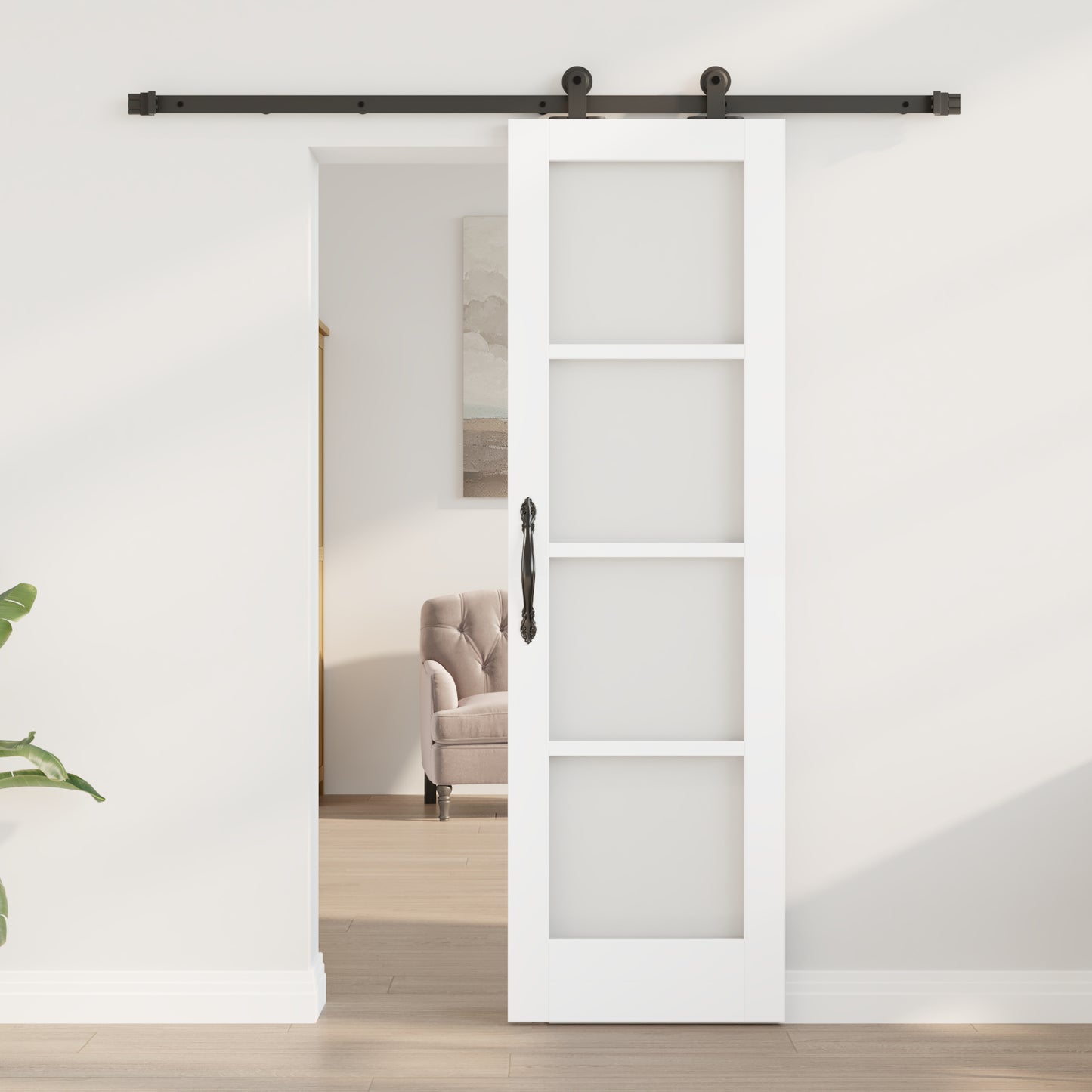 Sliding Door with Hardware Set 'ORKDAL'White Solid Wood&Glass, vidaXL Interior Door with Glass 'ORKDAL'White 61x198.5x4 cm