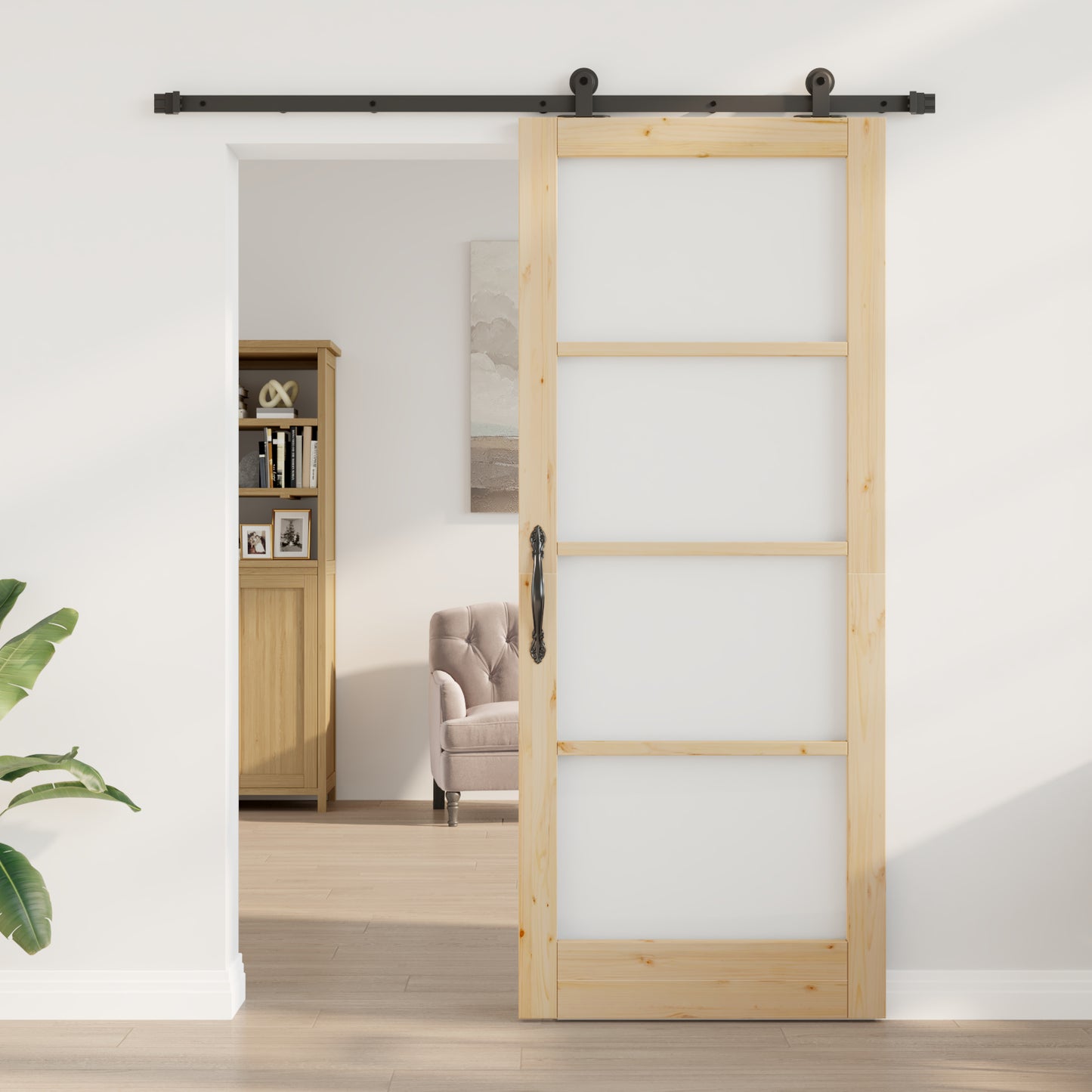 Sliding Door with Hardware Set 'ORKDAL'Solid Wood & Glass, vidaXL Interior Door with Glass 'ORKDAL'86x211x4 cm Solid Wood Pine