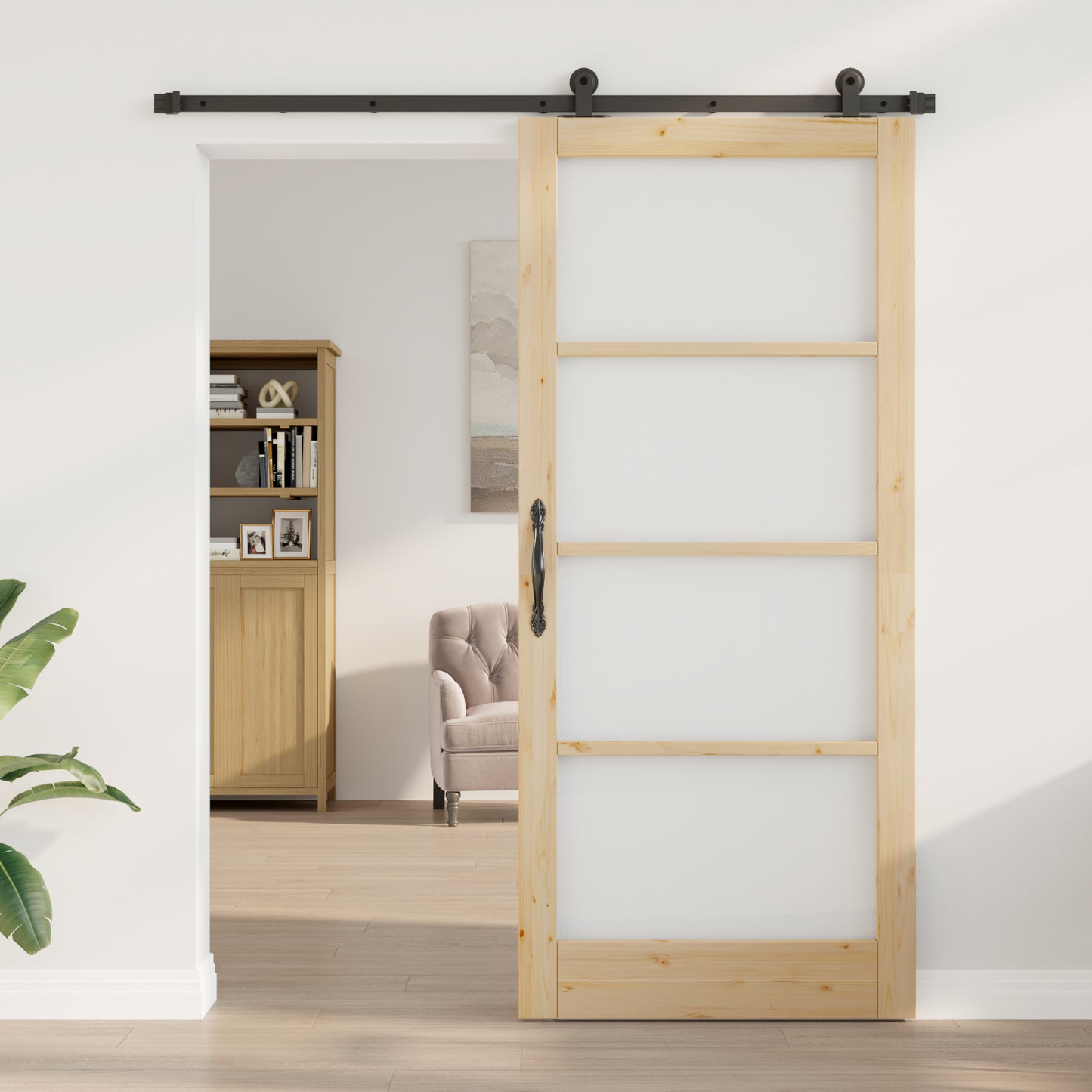 Sliding Door with Hardware Set 'ORKDAL'Solid Wood & Glass, vidaXL Interior Door with Glass 'ORKDAL'93x211x4 cm Solid Wood Pine