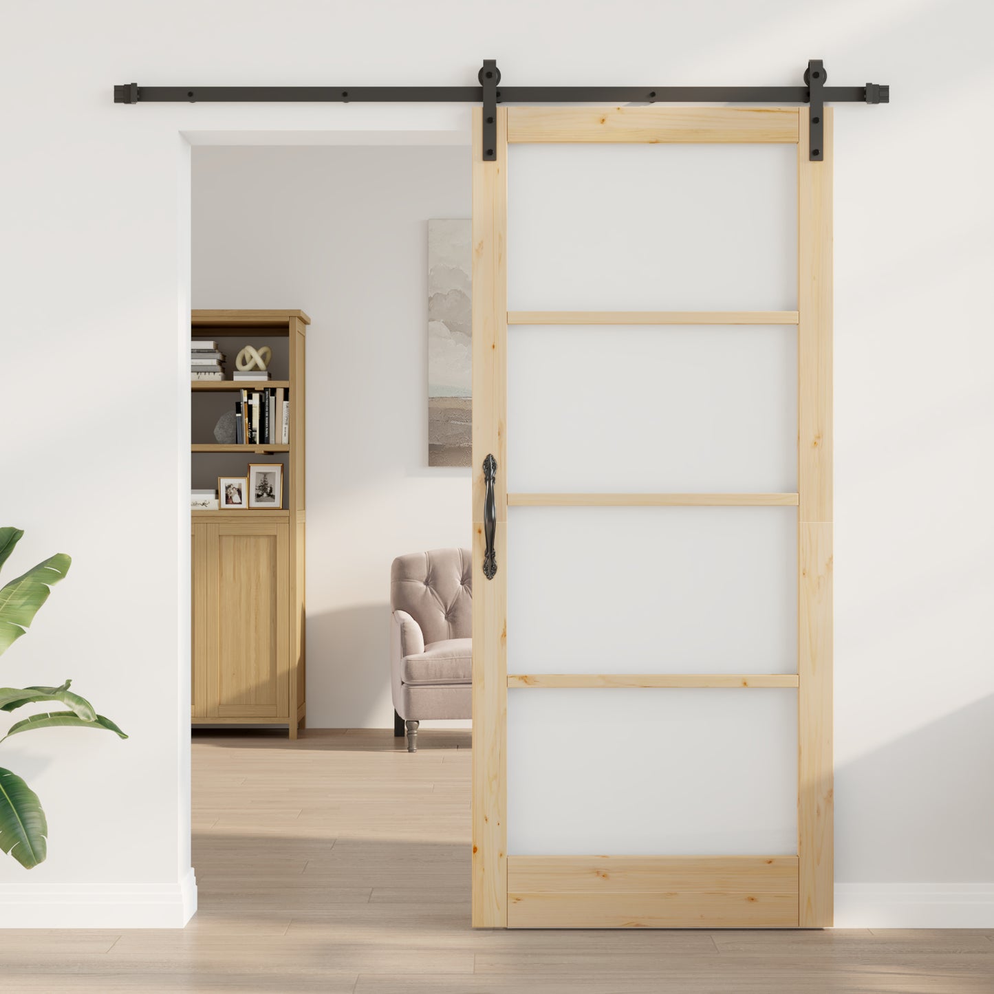 Sliding Door with Hardware Set 'ORKDAL'Solid Wood & Glass, vidaXL Interior Door with Glass 'ORKDAL'93x211x4 cm Solid Wood Pine