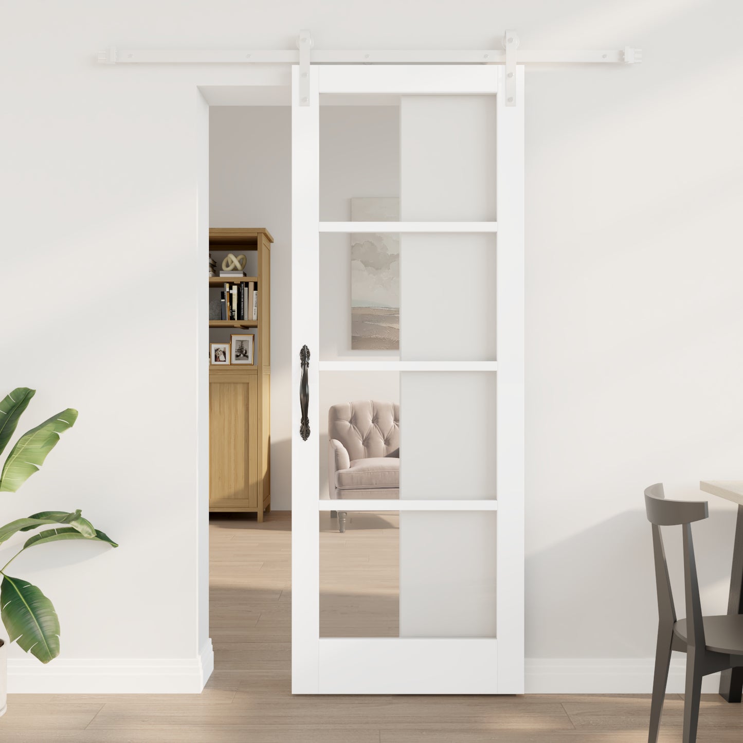 Sliding Door with Hardware Set 'ORKDAL'White Solid Wood & Glass, vidaXL Interior Door with Glass 'ORKDAL'White 78x211x4 cm