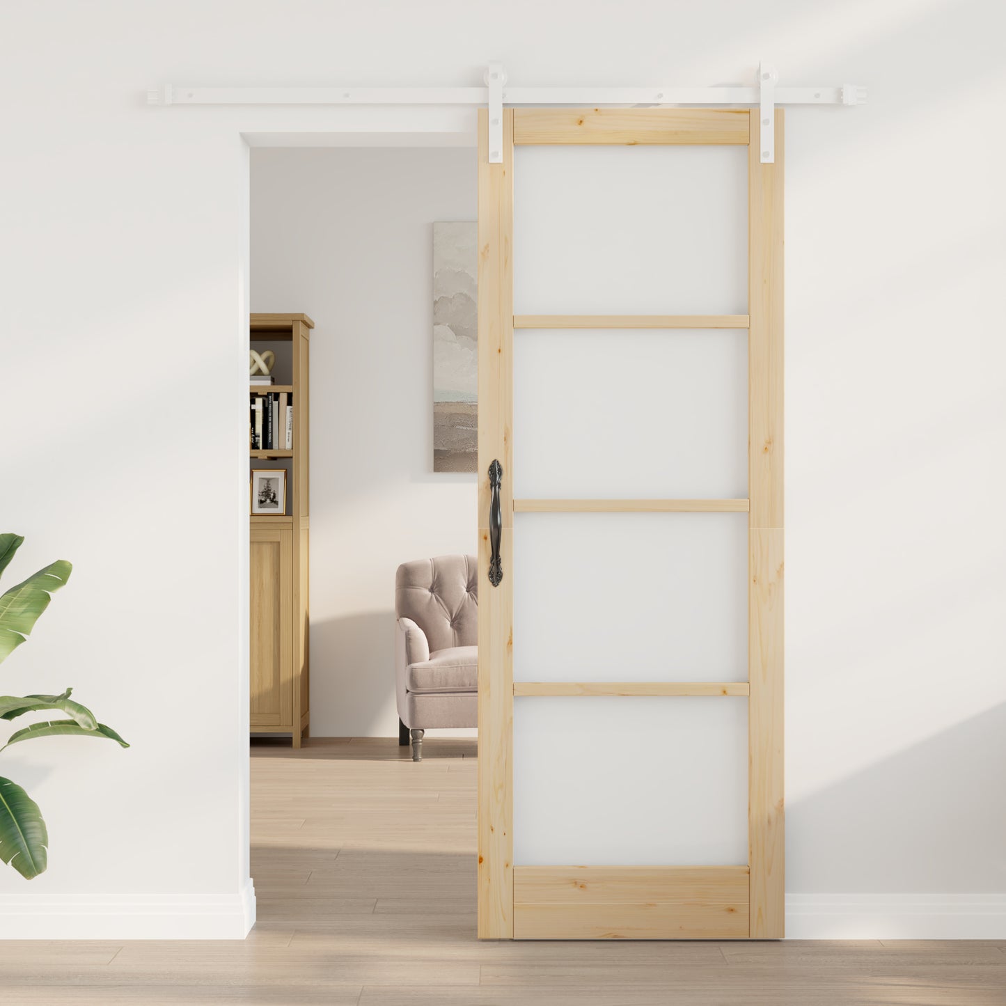 Sliding Door with Hardware Set 'ORKDAL'Solid Wood & Glass, vidaXL Interior Door with Glass 'ORKDAL'78x211x4 cm Solid Wood Pine