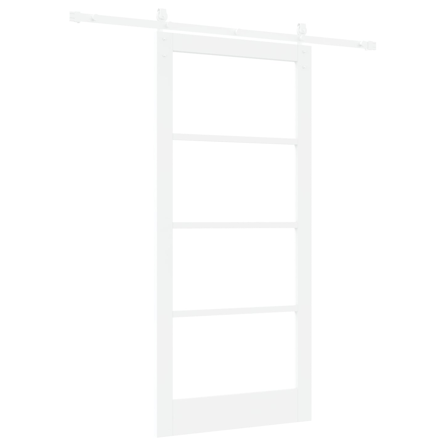 Sliding Door with Hardware Set "ORKDAL" White Solid Wood & Glass, vidaXL Interior Door with Glass "ORKDAL" White 93x202x4 cm