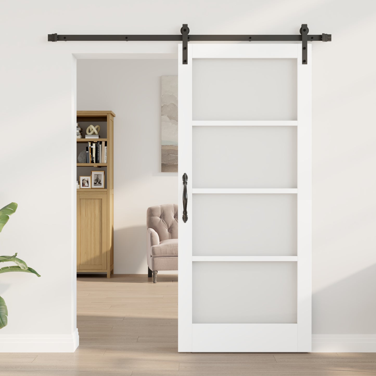 Sliding Door with Hardware Set 'ORKDAL'White Solid Wood&Glass, vidaXL Interior Door with Glass 'ORKDAL'White 86x198,5x4 cm