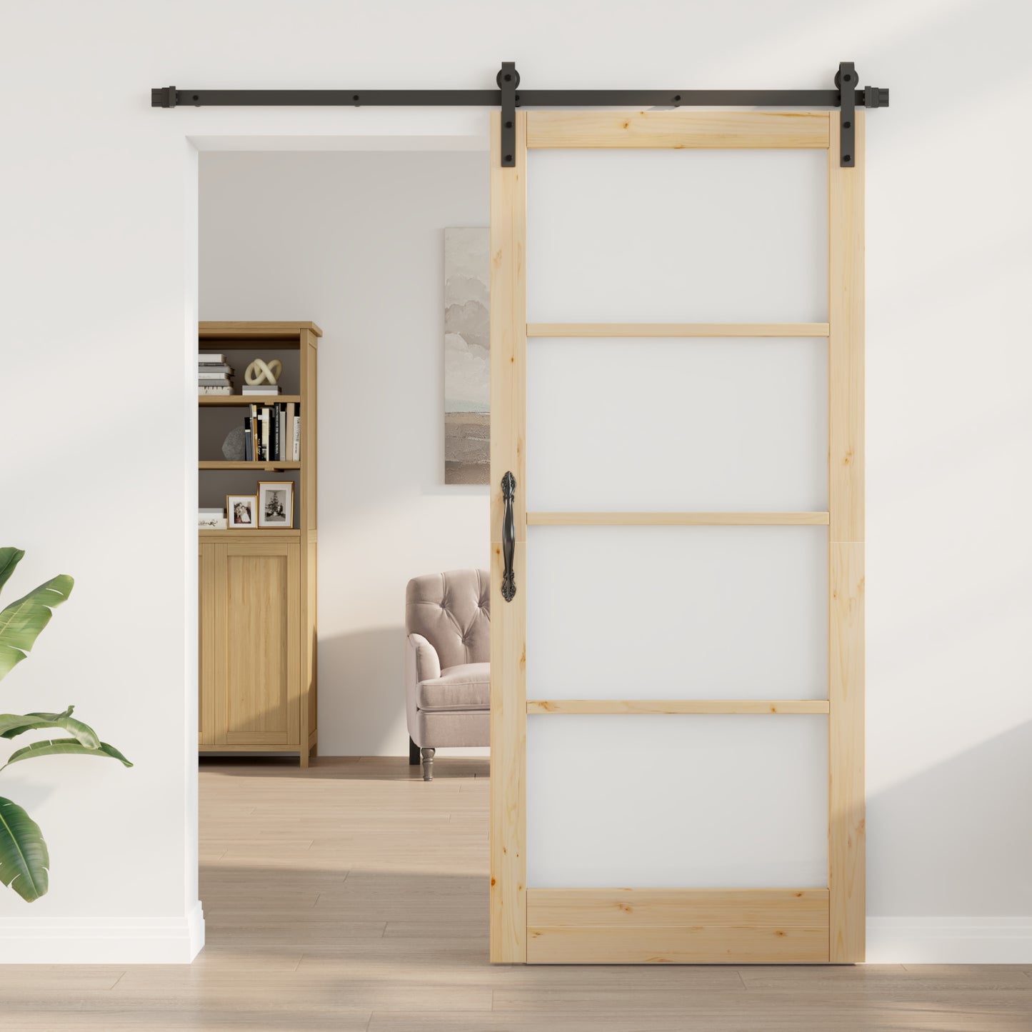 Sliding Door with Hardware Set 'ORKDAL'Solid Wood & Glass, vidaXL Interior Door with Glass 'ORKDAL'93x211x4 cm Solid Wood Pine