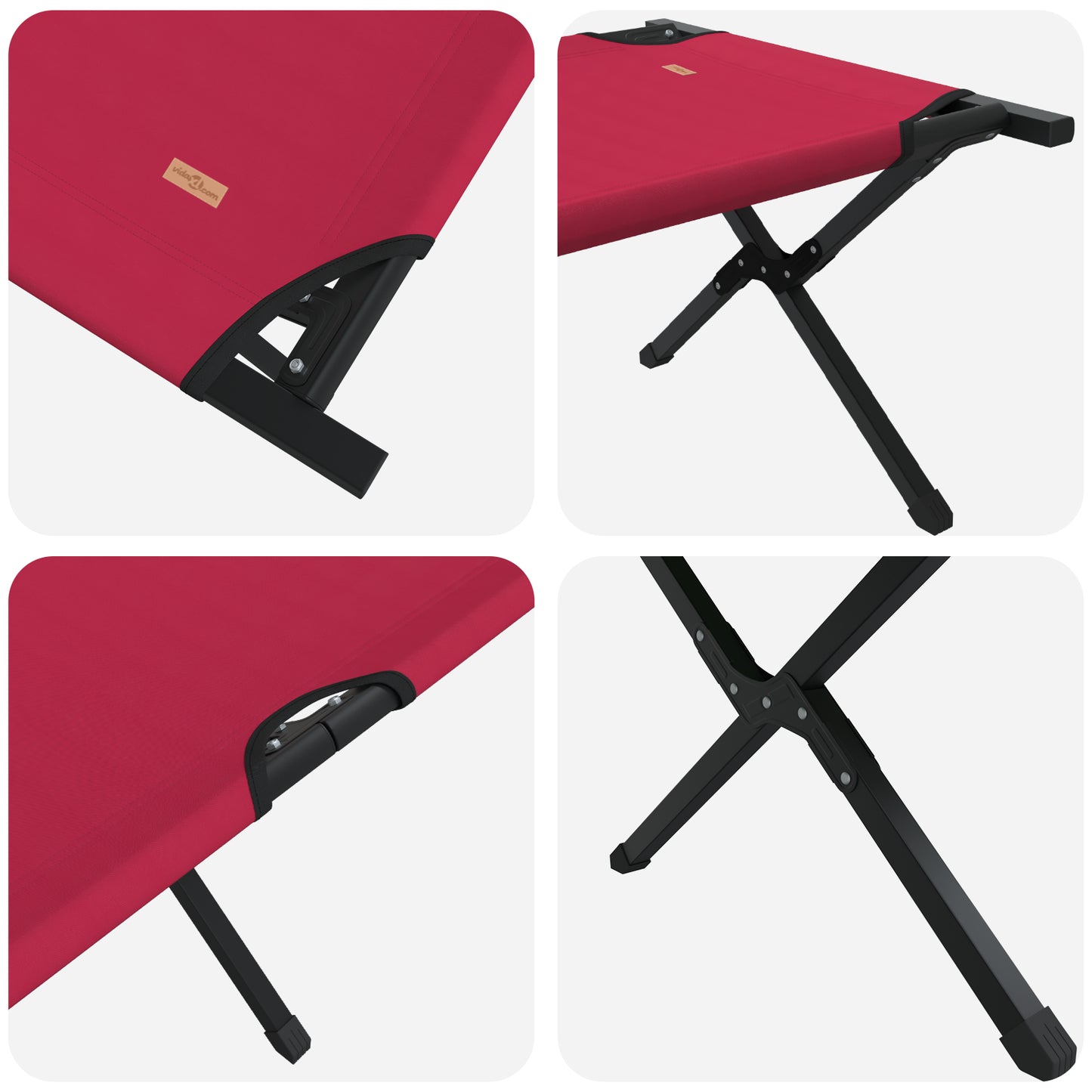 Folding Sun Beds 2 pcs with Carry Bag Red 600D Oxford Fabric