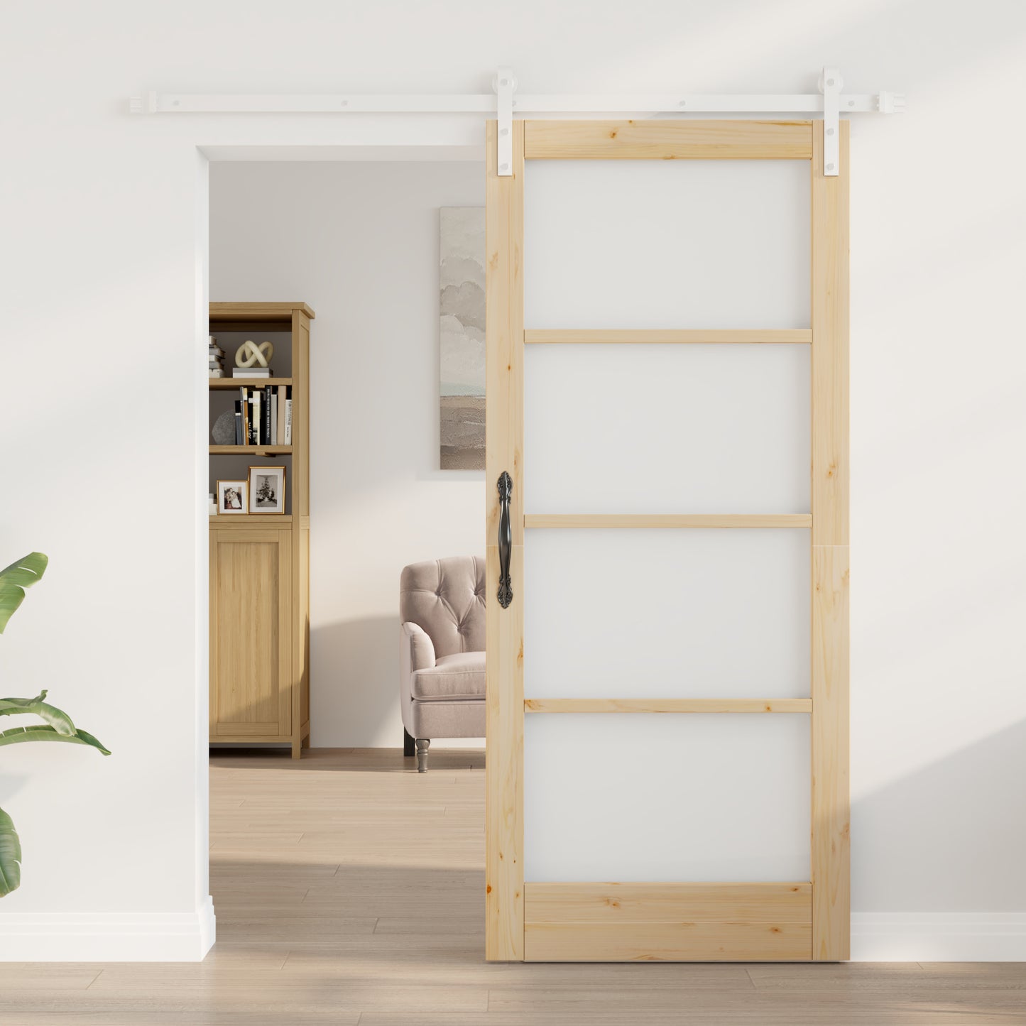 Sliding Door with Hardware Set 'ORKDAL'Solid Wood & Glass, vidaXL Interior Door with Glass 'ORKDAL'86x198,5x4 cm Solid Wood Pine