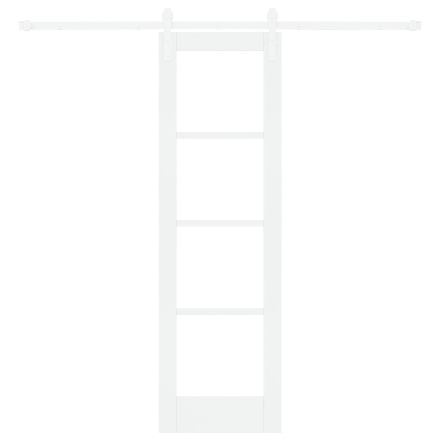 Sliding Door with Hardware Set 'ORKDAL'White Solid Wood & Glass, vidaXL Interior Door with Glass 'ORKDAL'White 61x198.5x4 cm