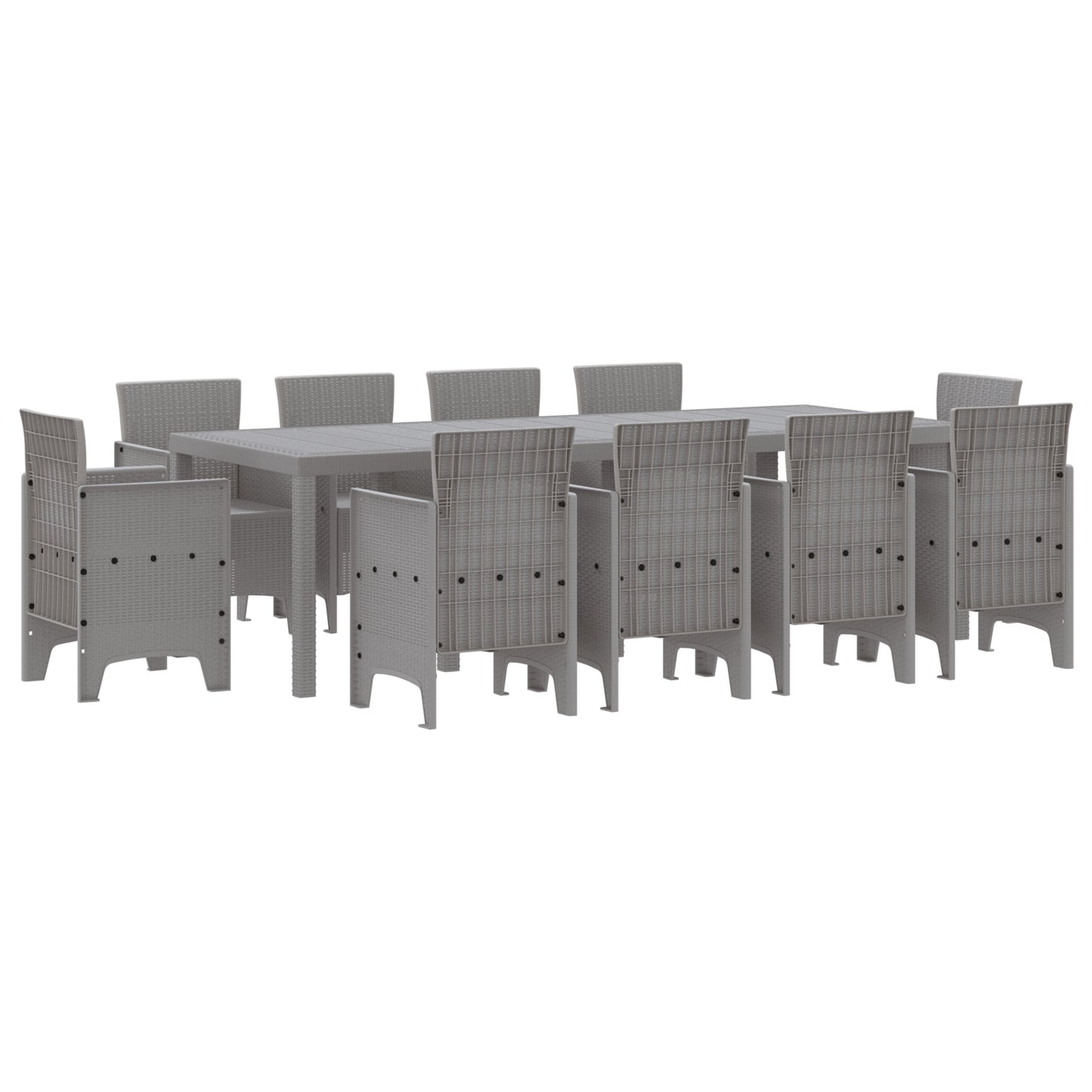 11 Piece Garden Dining Set Light Grey Poly Rattan