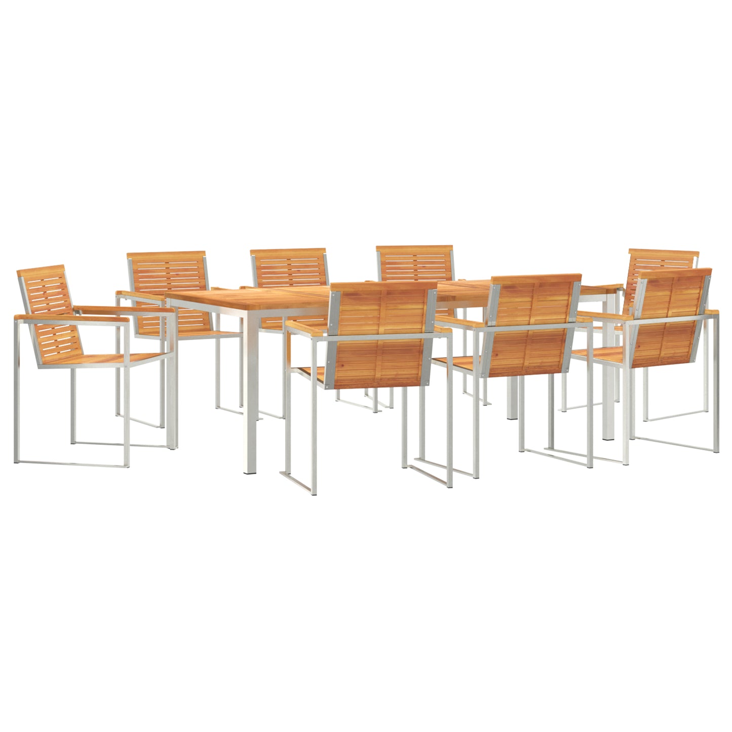 9 Piece Garden Dining Set Solid Wood Acacia, vidaXL Outdoor Dining Table 200x90x74.5 cm Solid Wood Acacia