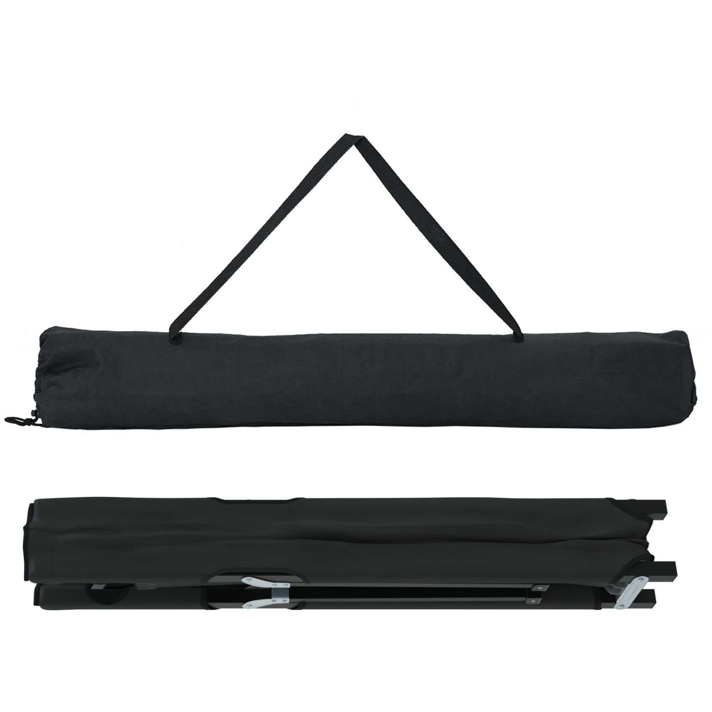 Folding Sun Bed with Carry Bag Black 600D Oxford Fabric
