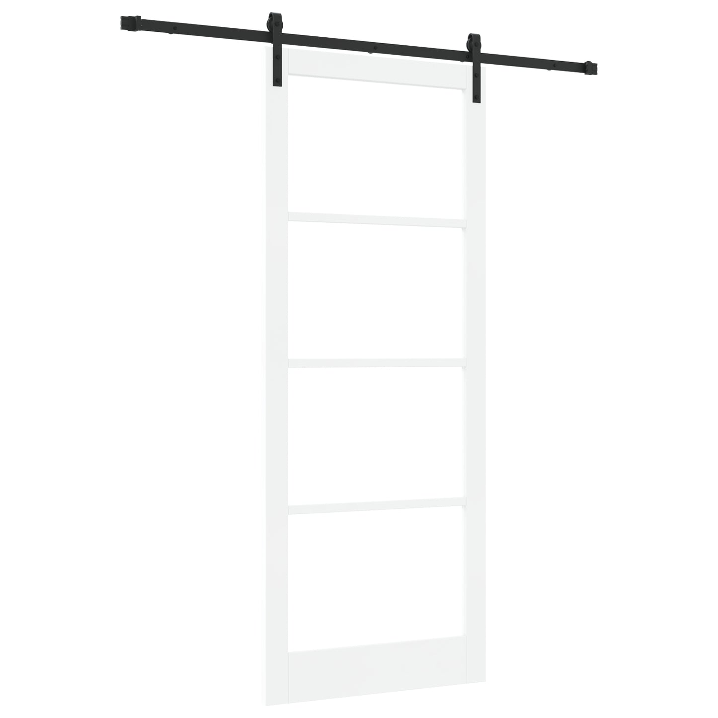 Sliding Door with Hardware Set "ORKDAL" White Solid Wood & Glass, vidaXL Interior Door with Glass "ORKDAL" White 93x232x4 cm