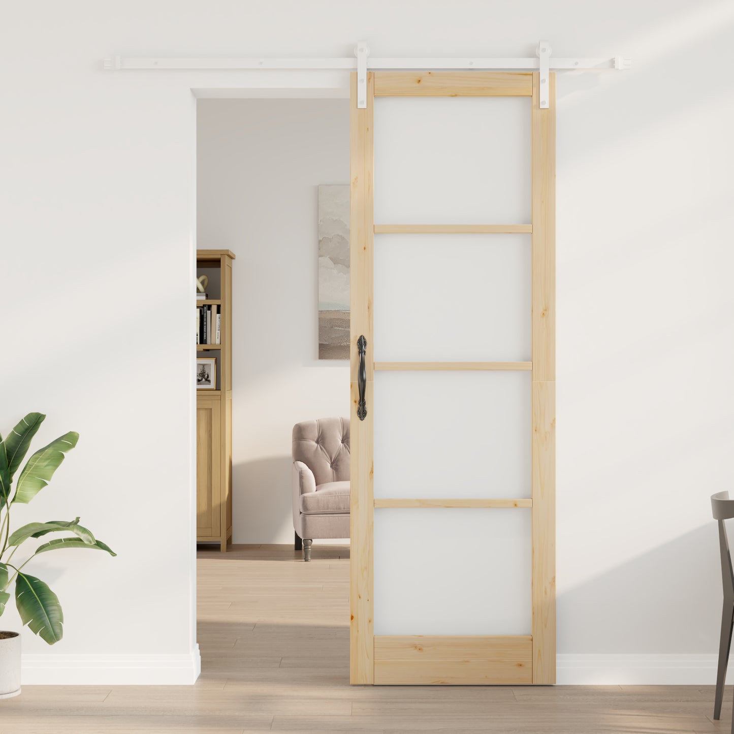 Sliding Door with Hardware Set "ORKDAL" Solid Wood & Glass, vidaXL Interior Door with Glass "ORKDAL" 78x232x4 cm Solid Wood Pine