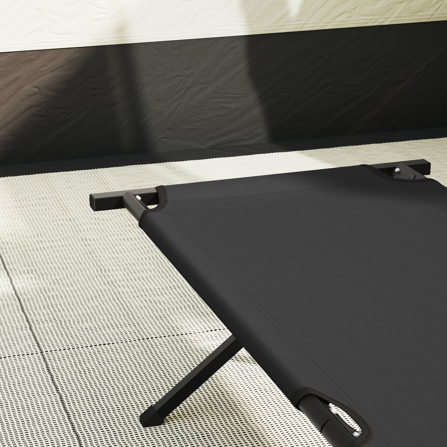 Folding Sun Beds 2 pcs with Carry Bag Black 600D Oxford Fabric