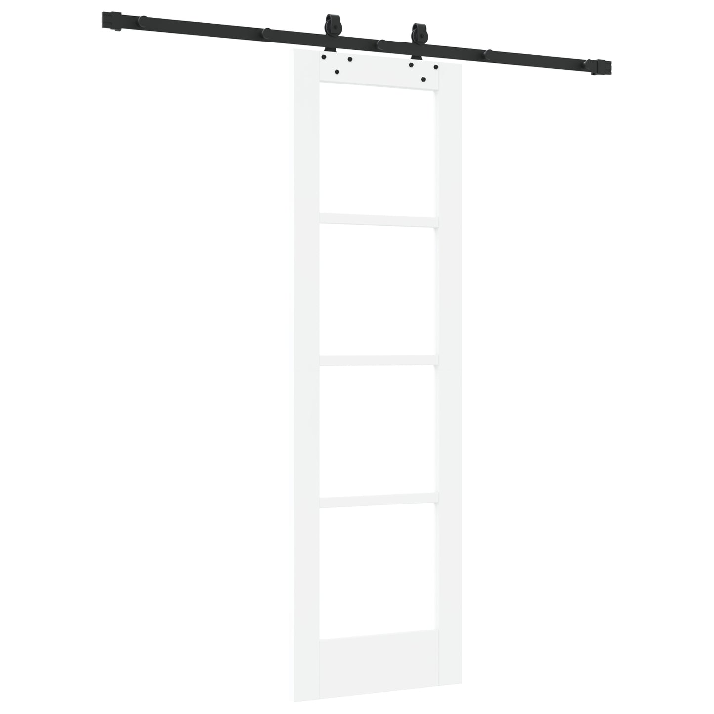 Sliding Door with Hardware Set "ORKDAL" White Solid Wood & Glass, vidaXL Interior Door with Glass "ORKDAL" White 61x198,5x4 cm