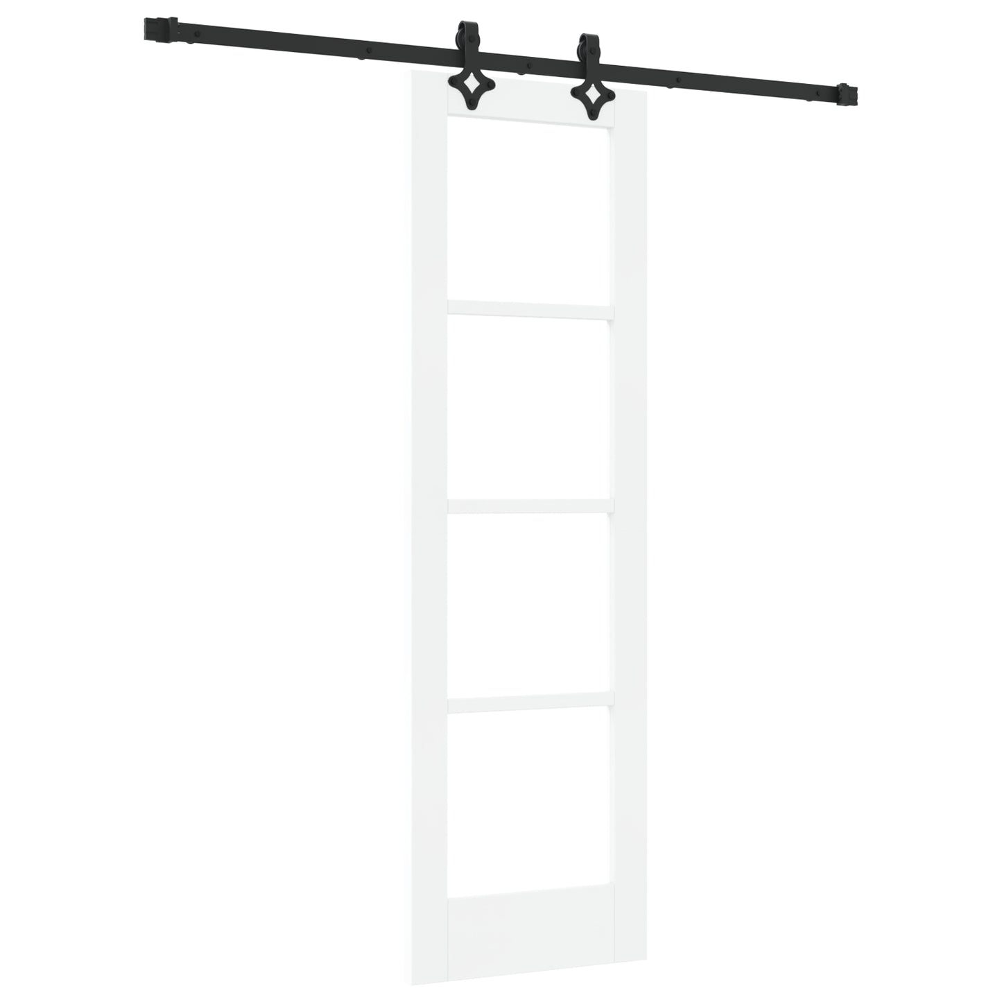 Sliding Door with Hardware Set "ORKDAL" White Solid Wood & Glass, vidaXL Interior Door with Glass "ORKDAL" White 61x198,5x4 cm