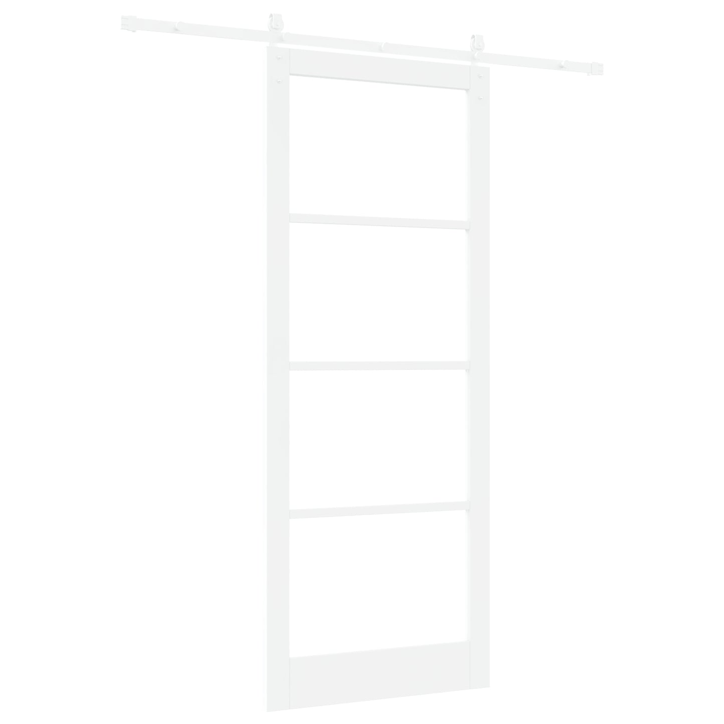 Sliding Door with Hardware Set "ORKDAL" White Solid Wood & Glass, vidaXL Interior Door with Glass "ORKDAL" White 93x232x4 cm