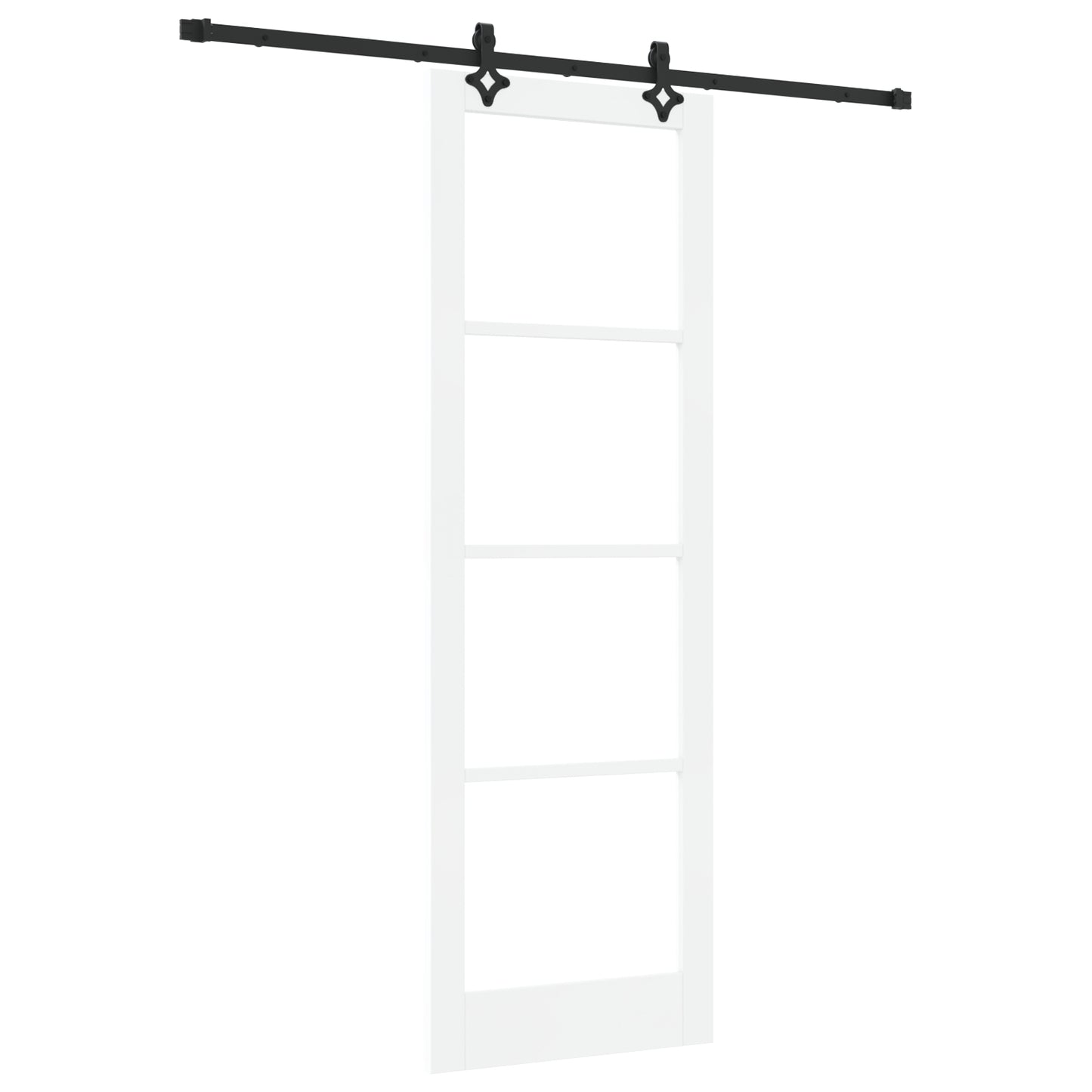 Sliding Door with Hardware Set "ORKDAL" White Solid Wood & Glass, vidaXL Interior Door with Glass "ORKDAL" White 78x232x4 cm