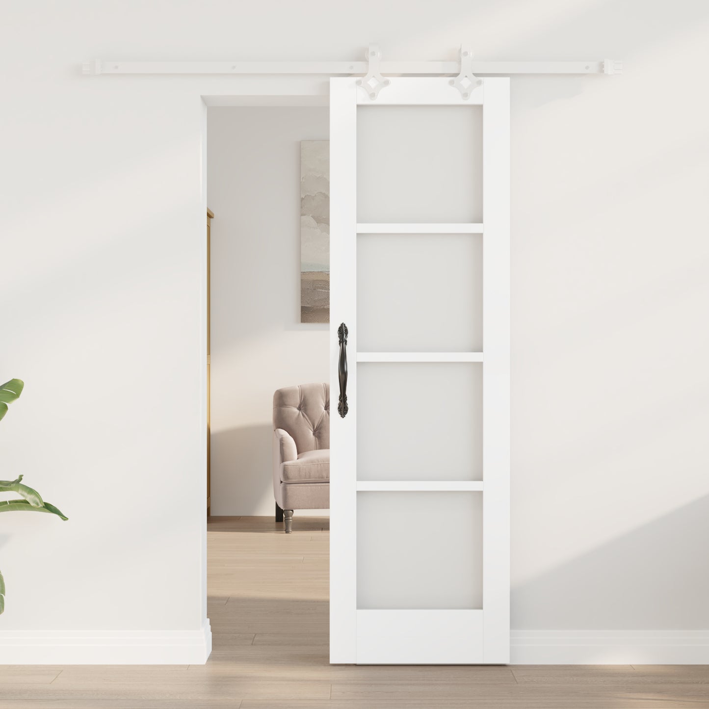 Sliding Door with Hardware Set White 61x198.5 cm Solid Wood Pine, vidaXL Interior Door with Glass 'ORKDAL'White 61x198.5x4 cm