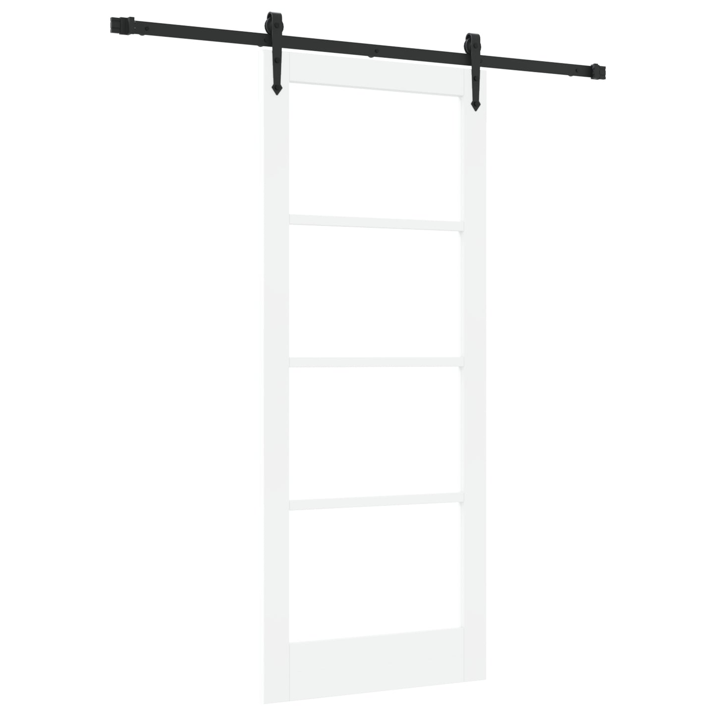 Sliding Door with Hardware Set White 83x202 cm Solid Wood Pine, vidaXL Interior Door with Glass 'ORKDAL'White 83x202x4 cm