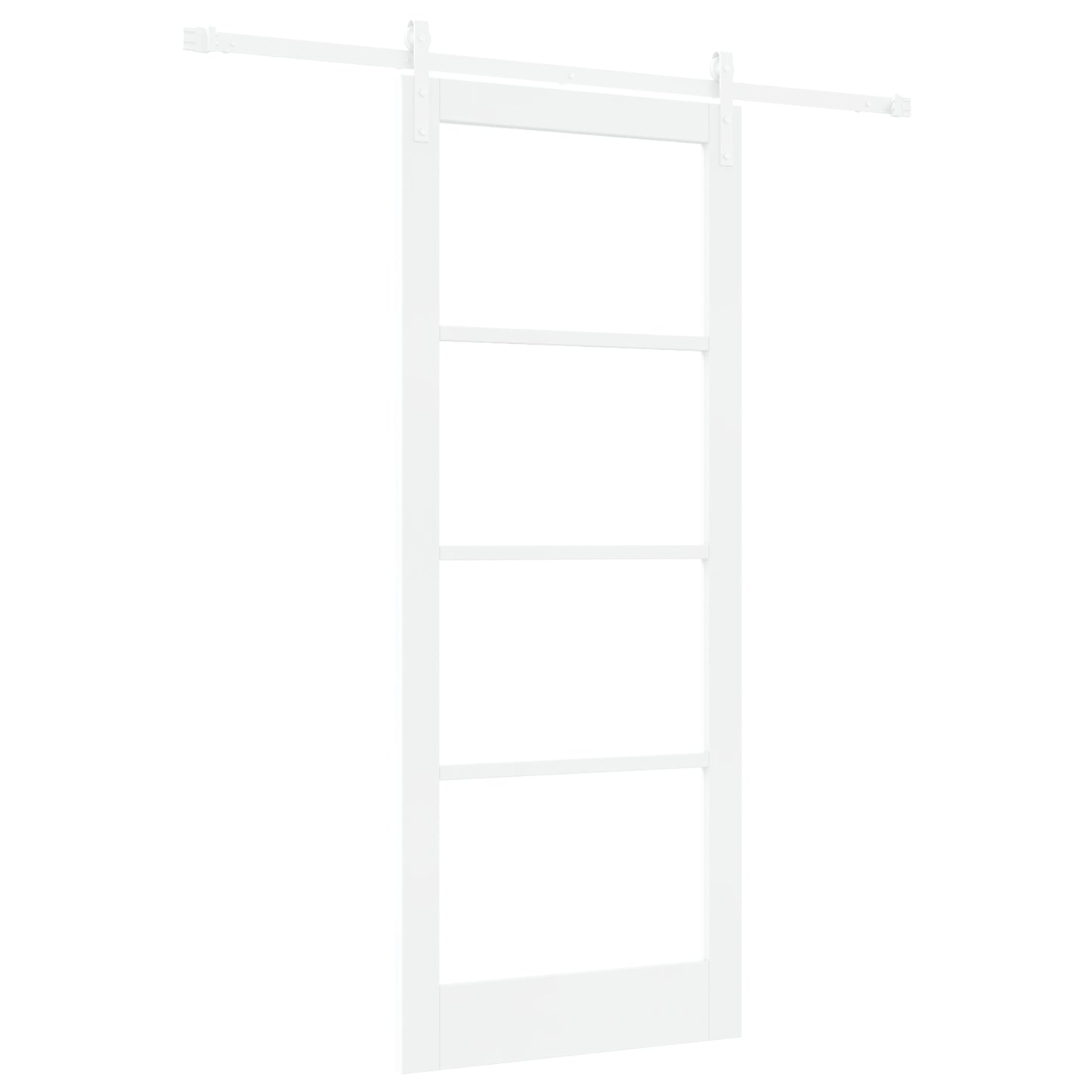 Sliding Door with Hardware Set "ORKDAL" White Solid Wood & Glass, vidaXL Interior Door with Glass "ORKDAL" White 86x211x4 cm