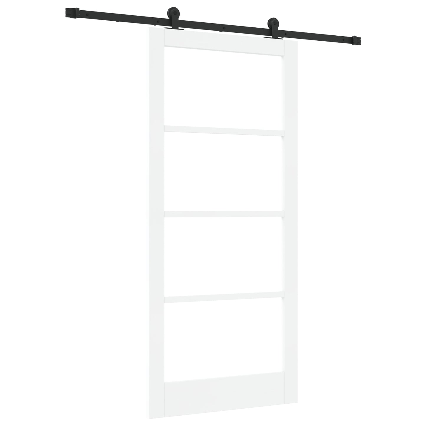 Sliding Door with Hardware Set 'ORKDAL'White Solid Wood & Glass, vidaXL Interior Door with Glass 'ORKDAL'White 93x202x4 cm