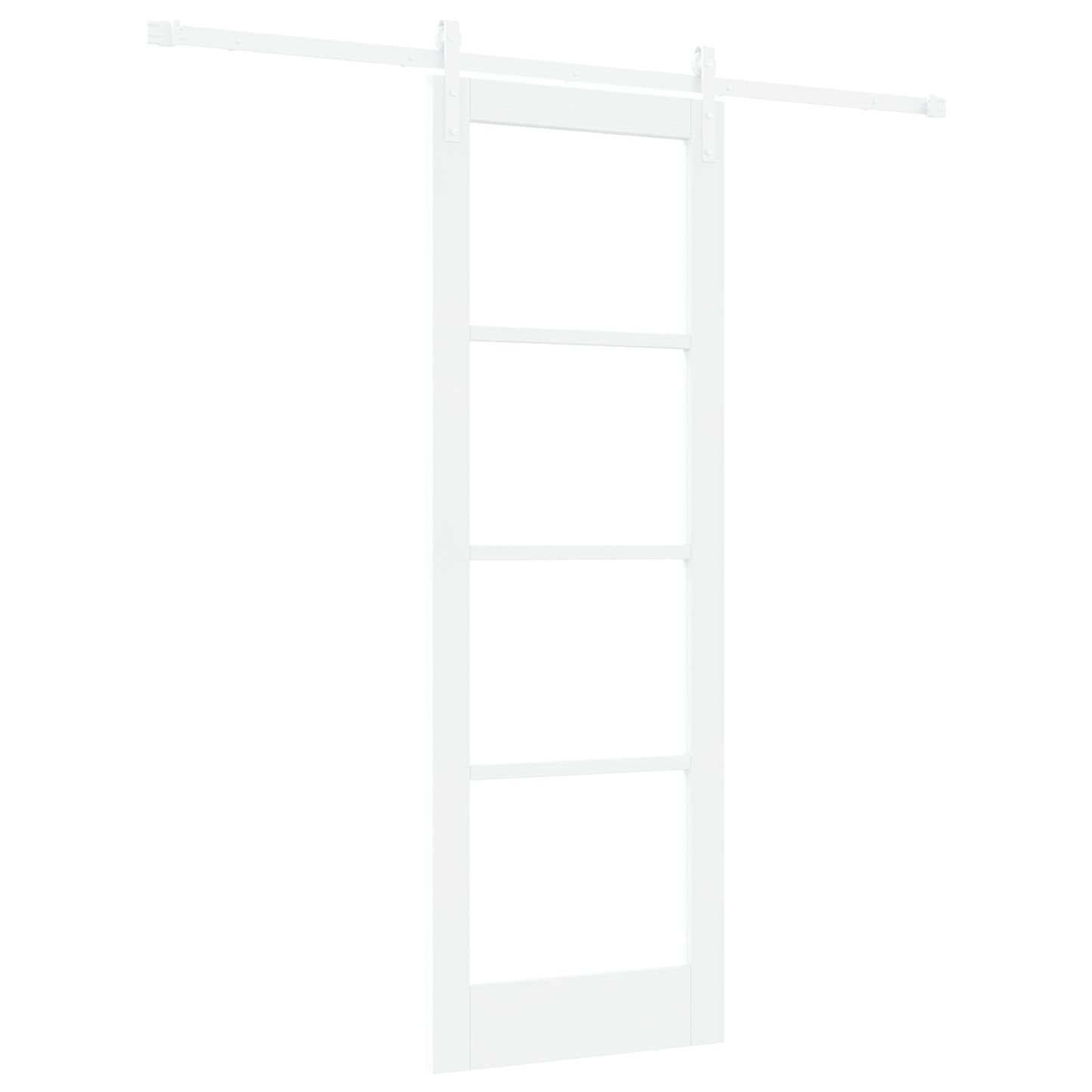 Sliding Door with Hardware Set "ORKDAL" White Solid Wood & Glass, vidaXL Interior Door with Glass "ORKDAL" White 73.5x211x4 cm